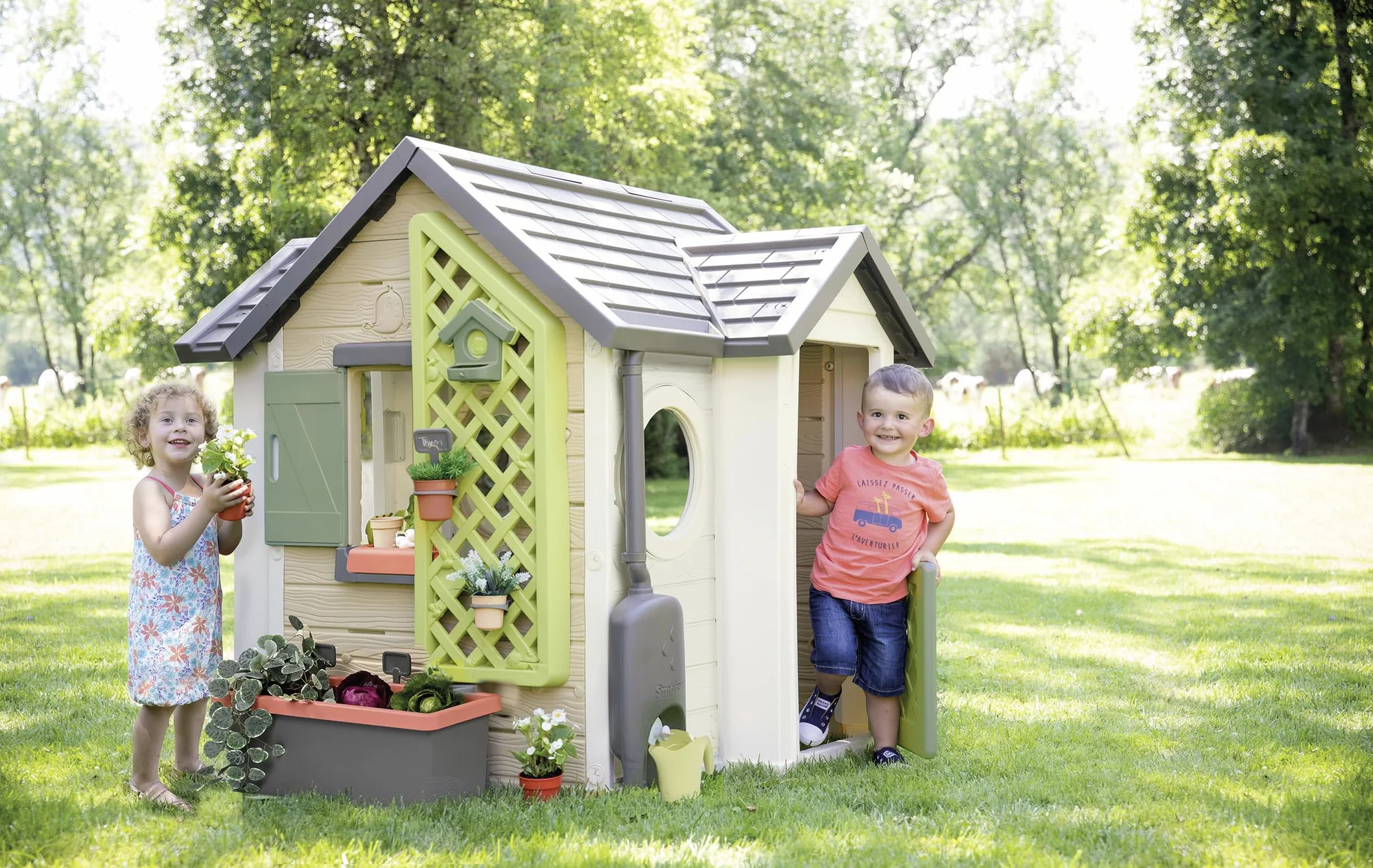 Smoby Life - Raccoglitore d'acqua - Grondaia, serbatoio, rubinetto, annaffiatoio - Trattamento anti UV - Materiale riciclato - Dai 2 anni - Prodotto in Francia