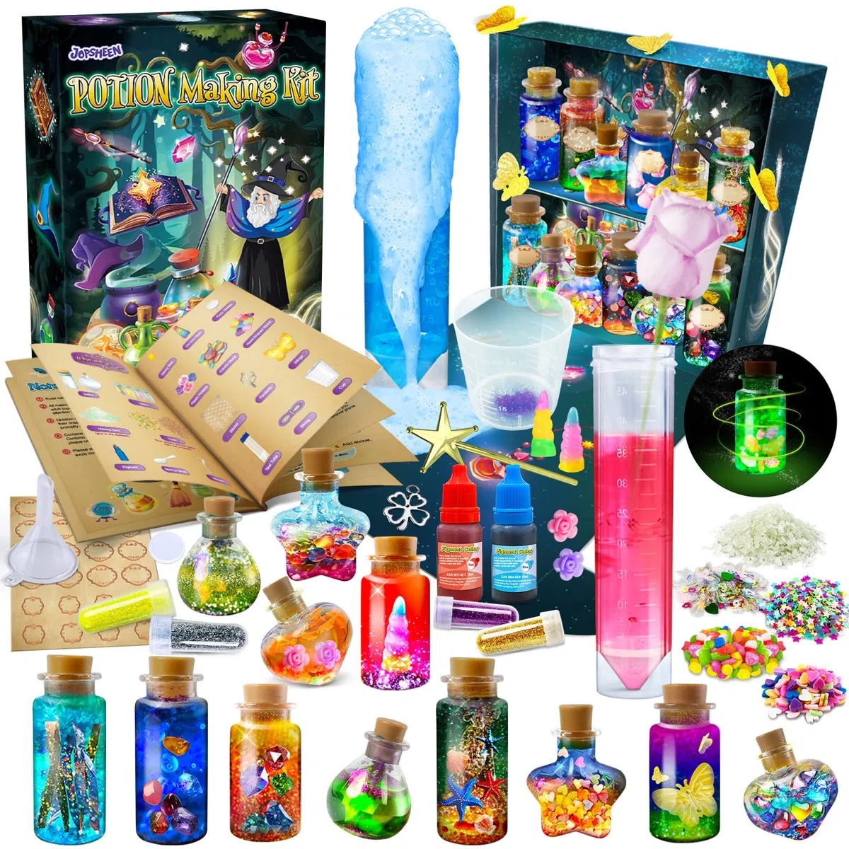 JOPSHEEN Set Pozioni per Bambini - Kit Fai-da-Te con Effetti Frizzanti e Colorati, Perfetto per Esperimenti Magici e Attività Creative - Regalo Originale per Piccoli Scienziati