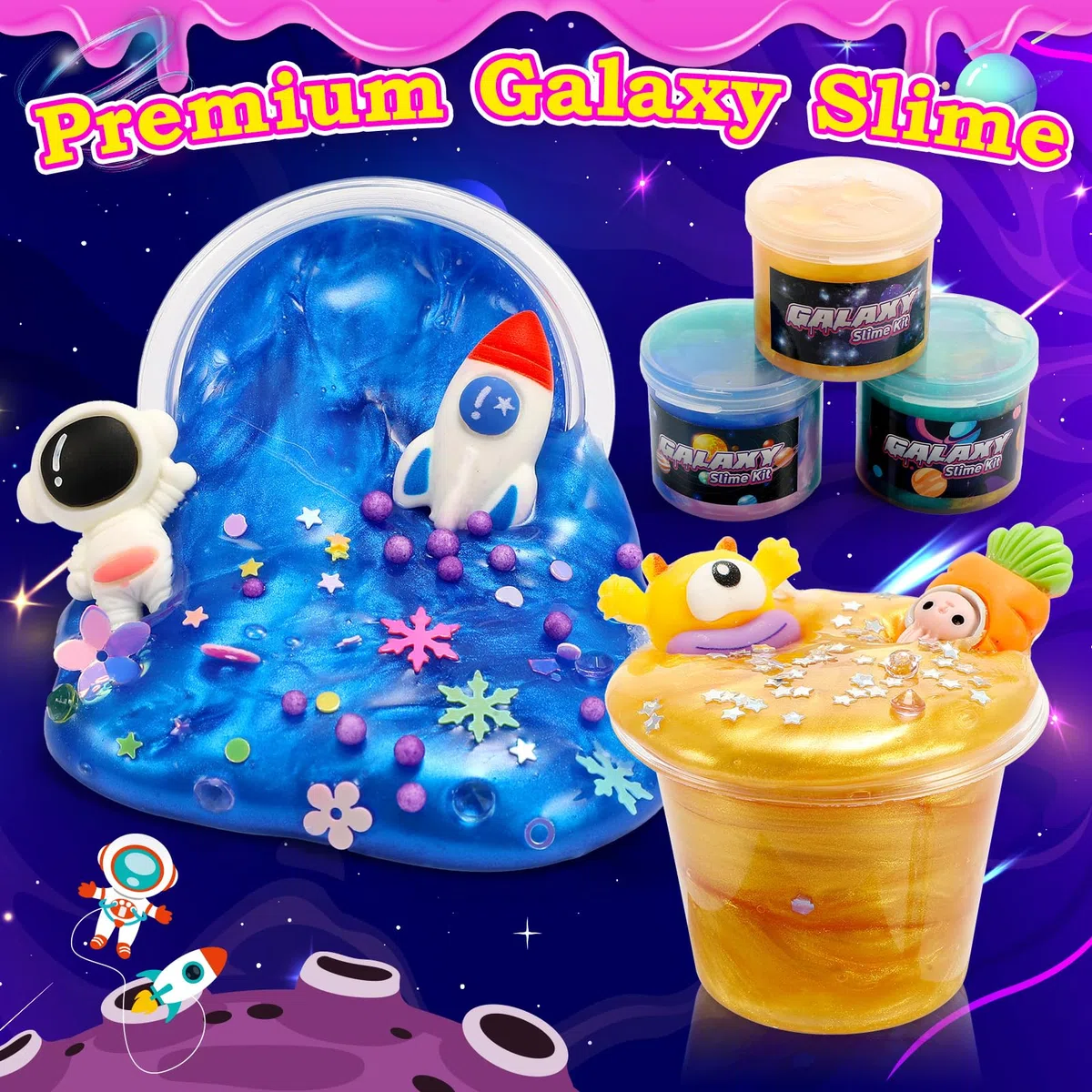 iKidiki Slime per Bambini, Giochi Bambina 6 7 8 9 10 11 12 Anni Femmina, Slime Fluffy Con ante decorazioni carine Regali di Compleanno per Bambini