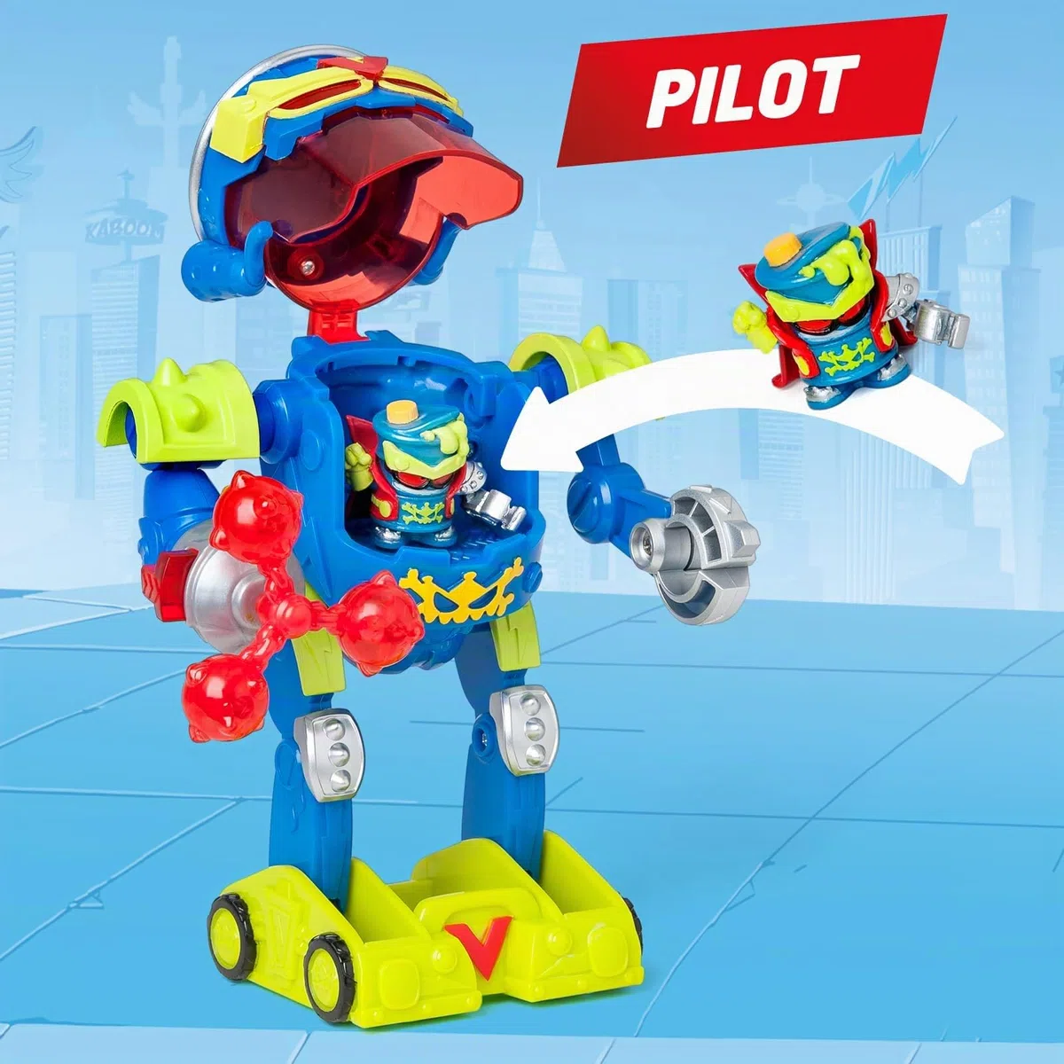 SUPERTHINGS – Ultra Striker Mr. King. Robot Ultra Striker Mr. King della serie TV "SuperThings Kazoom Power". Contiene 1 Ultra Striker Robot, 1 Mr. King esclusivo