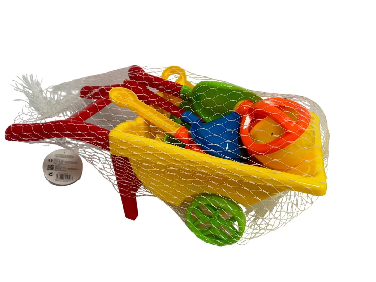 Carriola Giocattolo Con Set Da Mare Cariola Mare Bambini Con Paletta Rastrello Imbuto Setaccio Innaffiatoio e 8 Formine Carriola Mare Per Bambini Piccoli Carriola Spiaggia Plastica Gioco Estivo Estate