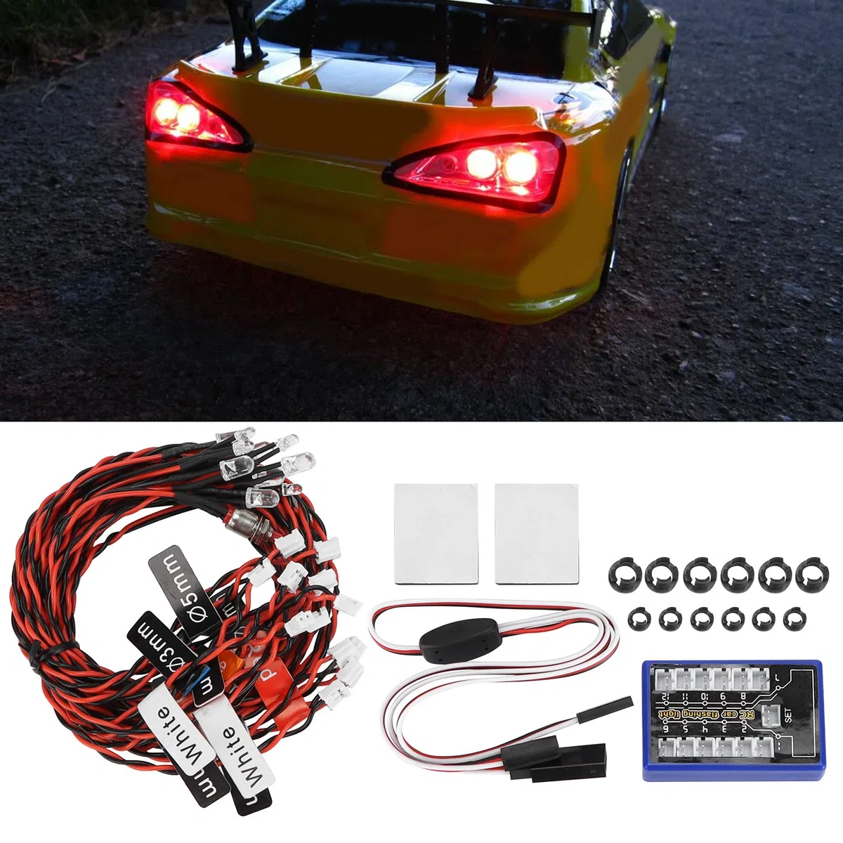 12 Modello RC Simulazione della Luce di Controllo Modello Flash Sistema di Illuminazione Per Auto Luce di Controllo Accessorio Per Auto RC Kit di Illuminazione LED Per CC01 1/10 1/8 RC Car