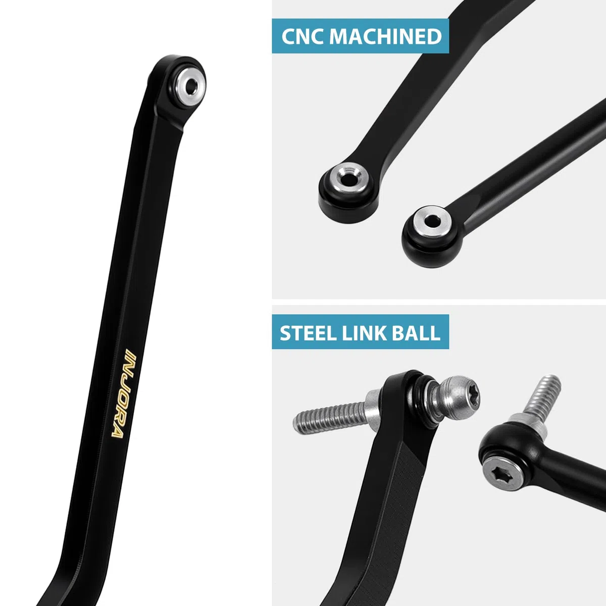 INJORA Collegamenti Telaio Alte Sfalde in Ottone con Rivestimento Nero per 1/30 Axial SCX30