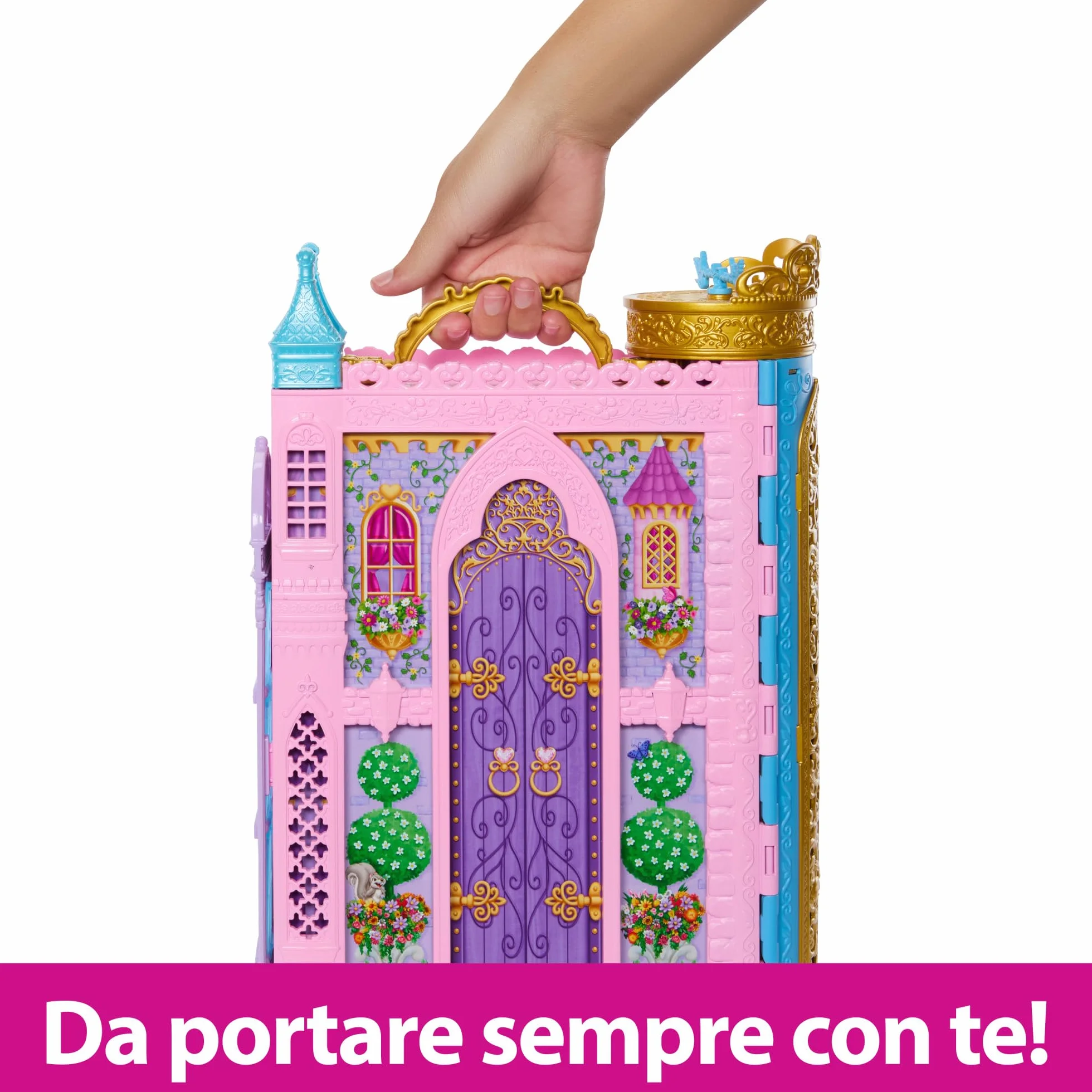 Mattel Disney Princess - Guardaroba da Favola, playset armadio apribile fino a 60cm con 2 abiti e 25 accessori, specchiera, camerino e passerella inclusi, giocattolo per bambini, 3+ anni, HXC20