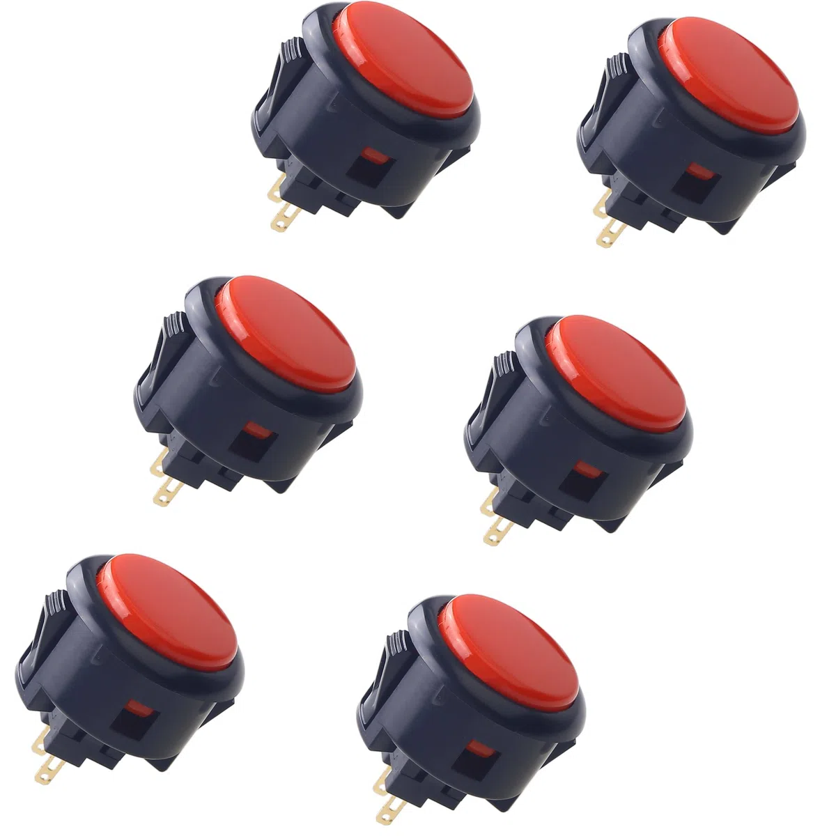 Sanwa 6 pezzi OBSF-30 Pulsante originale 30mm - per videogioco Arcade Jamma e console di gioco con joystick Arcade (Nero & Rosso) S@NWA