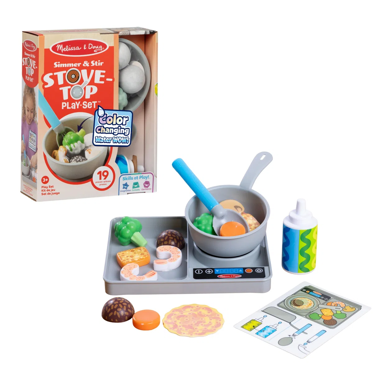 Melissa & Doug Set Water WOW! Piano Cottura - Fornello Giocattolo Cuoci e Mescola, Gioco Educativo con Cibo che Cambia Colore con l'Acqua, Regalo per Bambini e Bambine, 3+ Anni