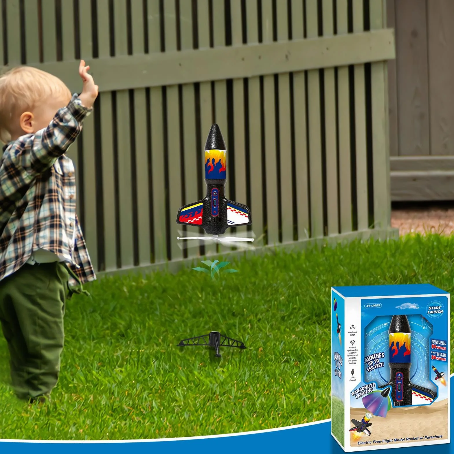 Generico Rocket Toy for Kids, Launching Rocket with Parachute, Outdoor Air Powered launchers Kit, Educational STEM Activity Set for Parent Child Interaction Students Group Play Fun