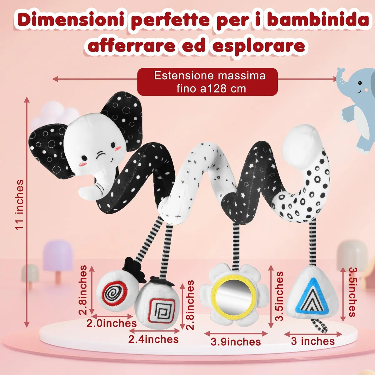 URMYWO Spirale Passeggino Neonato, Arco Giochi Neonato con attività Montessori Sensoriali, Pratico da Appendere a Passeggino Lettino e Seggiolino, Idea Regalo per Sviluppare Motricità 0-6 Mesi