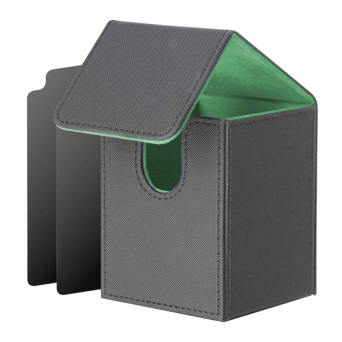 ECOSEAO Scatola Box Porta Carte, MTG Deck Box, Porta Deck Capacità 100+ Carte, con 2 Piastra di Partizione, Magnetic Flip Deckbox per YuGiOh TCG(Nero-verde)