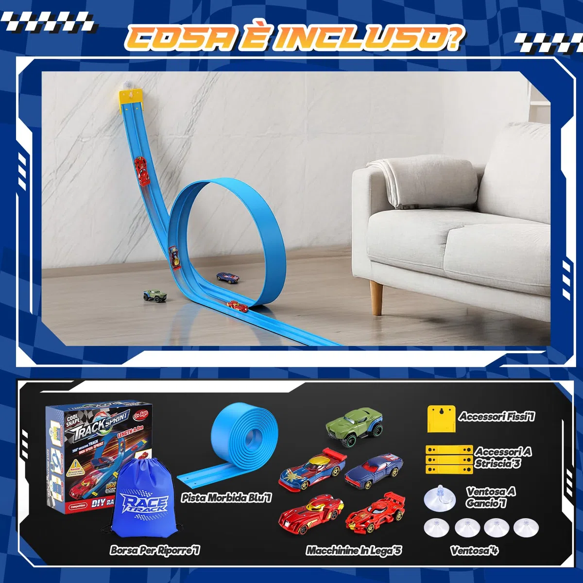 Giochi Bambini Bambino Bambina 3 4 5 6 7 8 Anni, Pista Macchinine Arrotolabile Regalo Bambino 3-8 Anni Piste Macchinine per Bambini Giocattoli Bambino 3-8 Anni Regali Compleanno Bambini