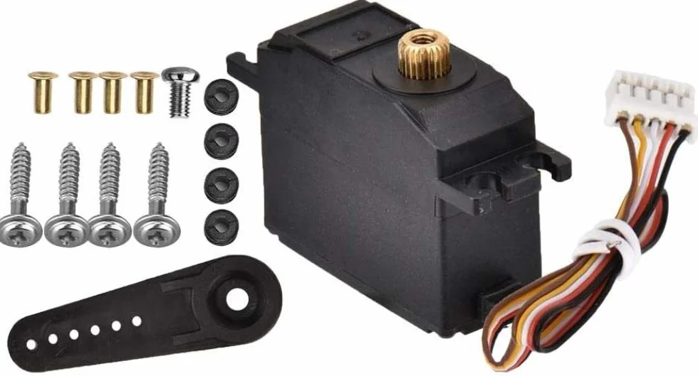 DollaTek Servo in metallo per auto a cinque fili, servo in metallo con accessori di installazione compatibile con Wltoys 12428 12423 RC Auto