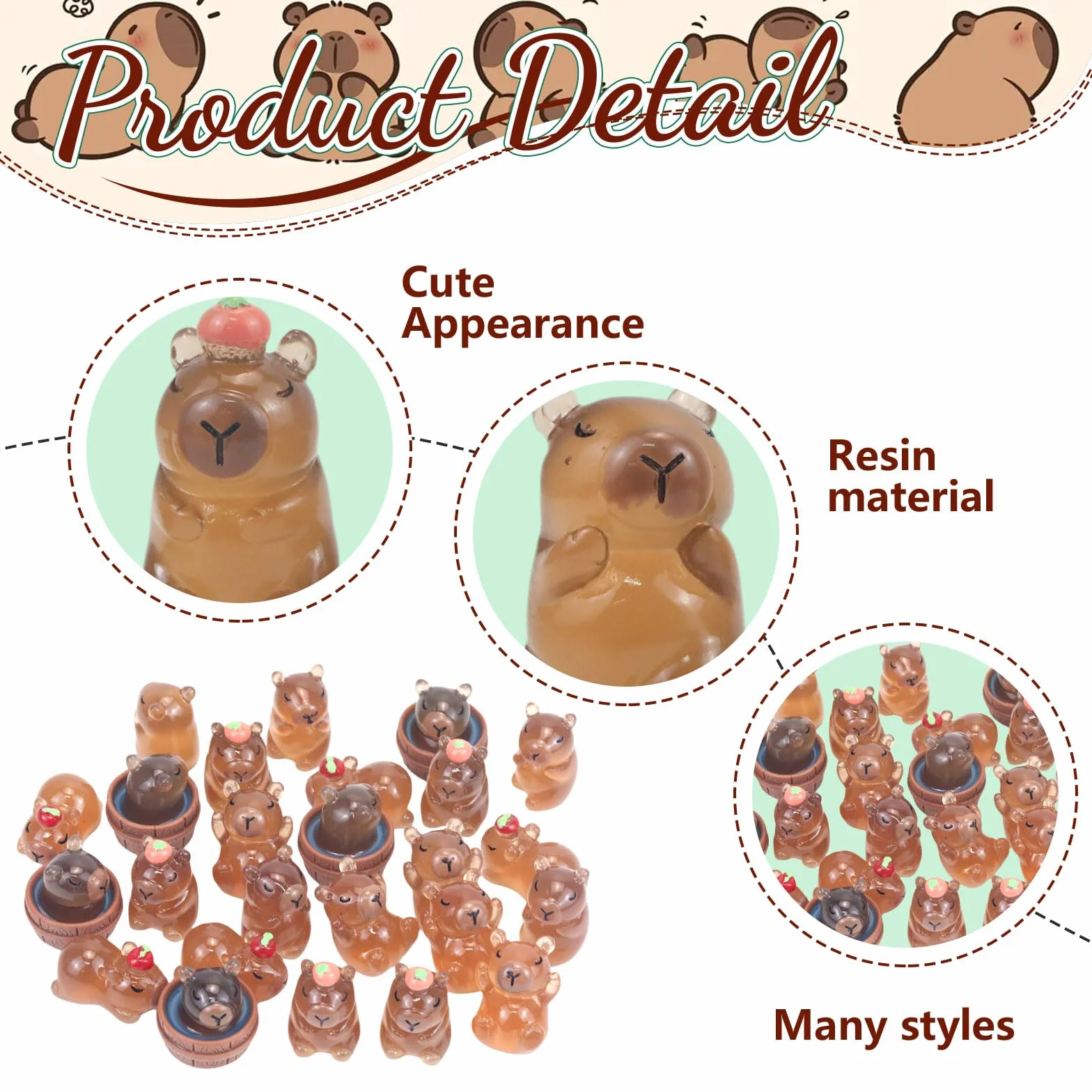 GlamRays Confezione da 30 mini statuette Capybara in resina luminosa Capybara, mini giocattolo, idea regalo per scrivania, da tavolo, decorazione artigianale per esterni