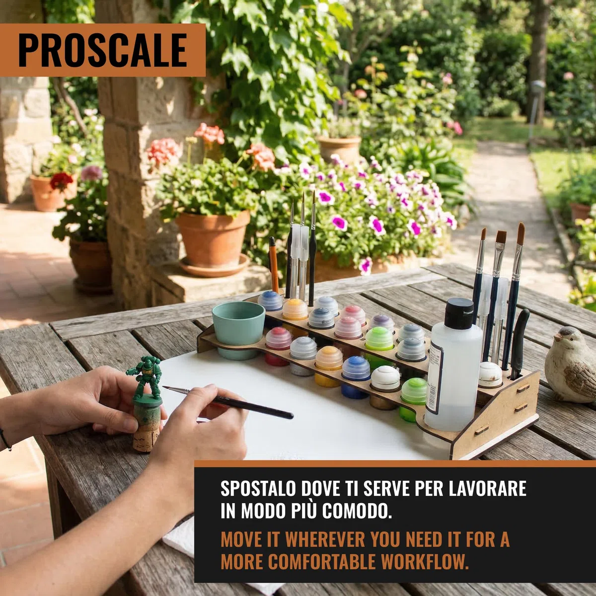 PROSCALE Paint station postazione lavoro modellismo. Porta colori acrilici per modellismo Postazione pittura per bottiglie colori citadel per miniature modellismo warhammer (Tabella B)