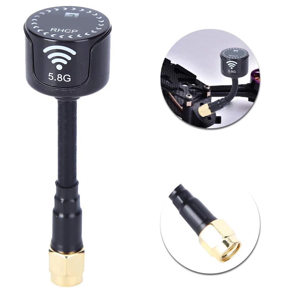 VGEBY Antenna ad Alto Guadagno 5.8GHz 3dBi LHCP RHCP per FPV Racing Drone RC Parti Accessori (Inneloch RP-SMA-2)