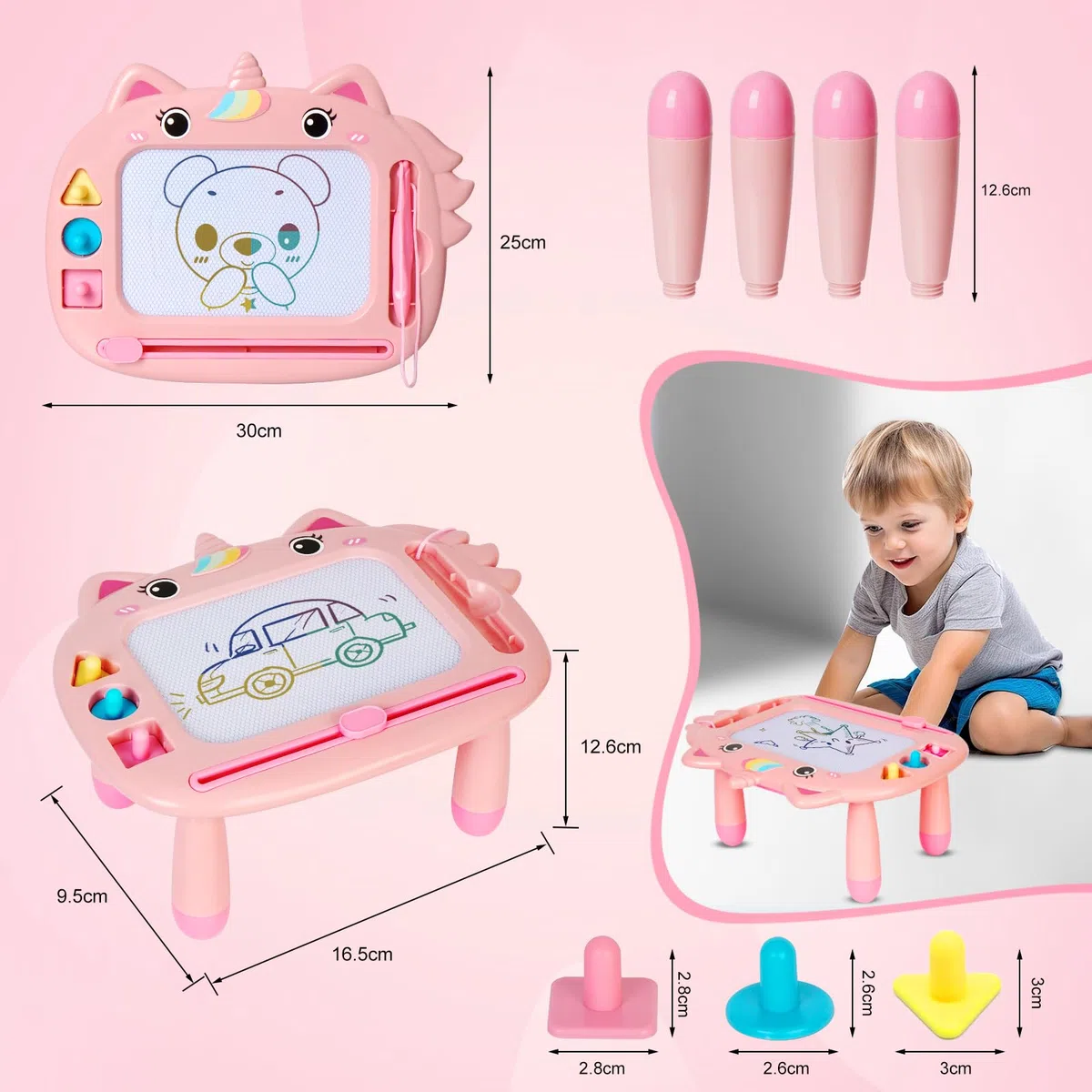 Lavagna Magnetica per Bambini, Tavoletta Grafica, Lavagnetta Cancellabile, Lavagna Magica, Magica Cancellabile Scrittura Tablet con Le Gambe, Giocattolo Educativo e Regalo
