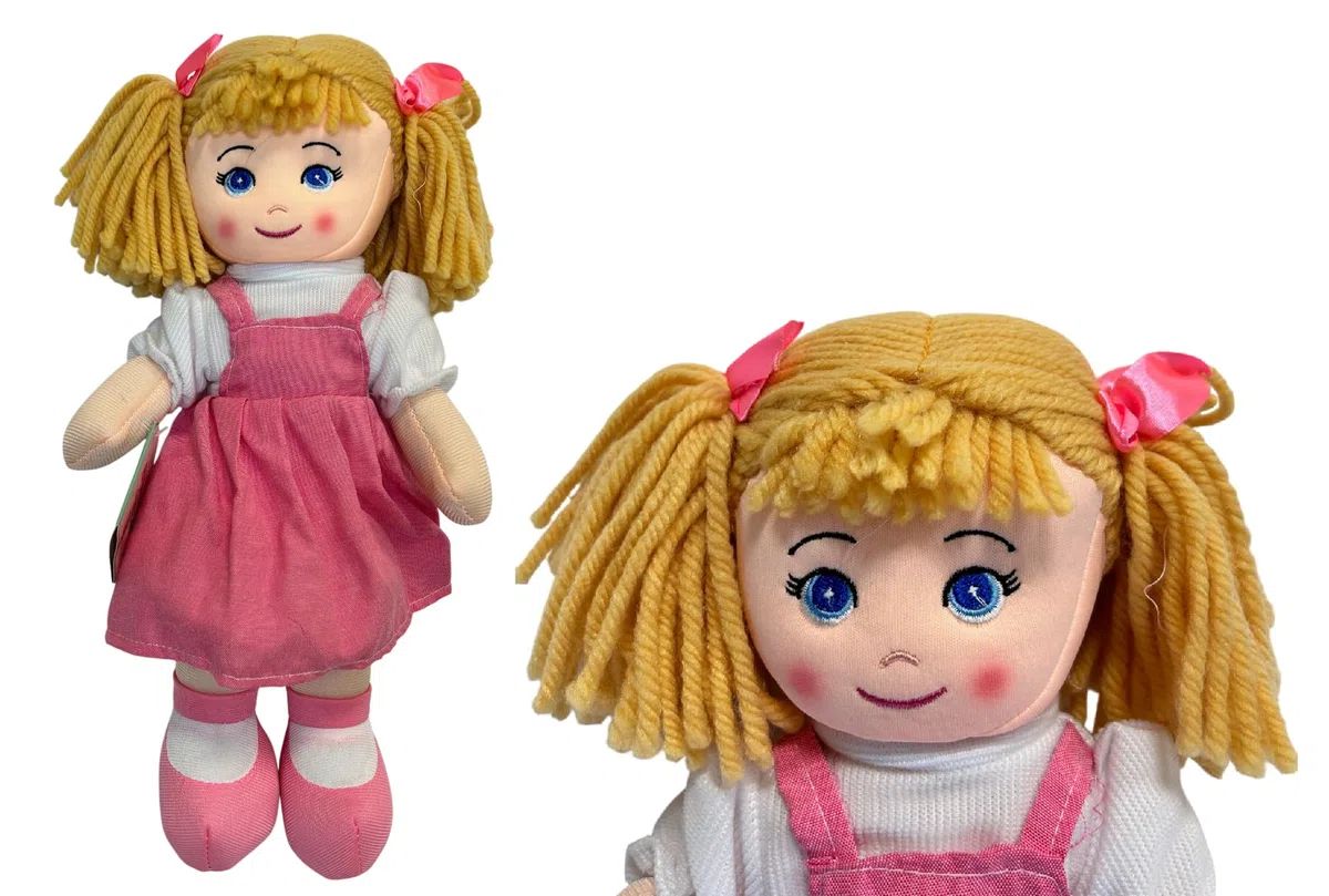 Generico Bambola di Pezza Stoffa Grande cm 40 Bambola di Stoffa Bambolotto con Trecce e Vestitino Lily Morbida e Sicura Bambole con Trecce in Lana,Colori Assortiti Colore Casuale