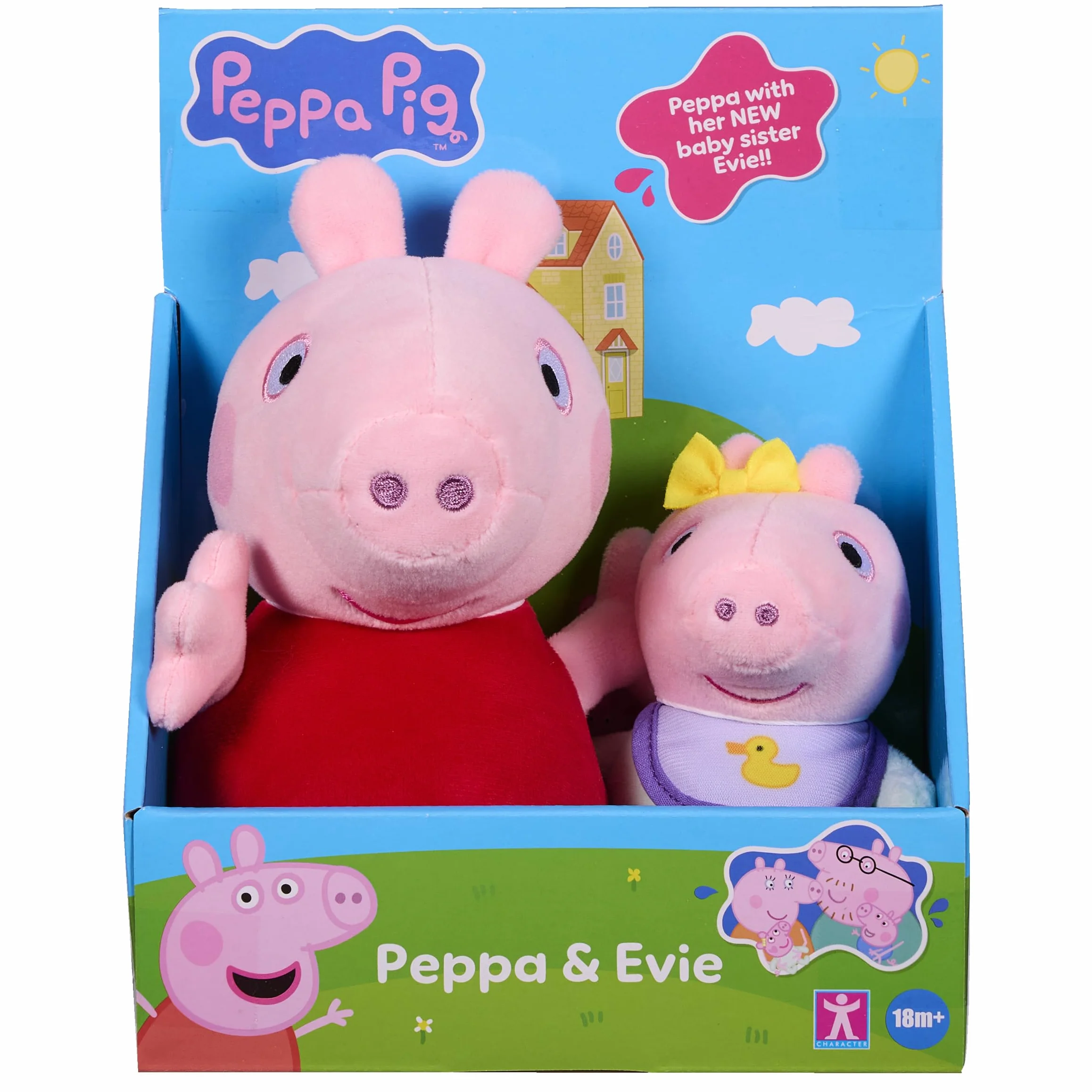 Peppa Pig Set Peluche 2 Pezzi – Peppa & Baby Evie – Peluche Super Morbidi nello Stile Classico, Giocattolo dai 18 Mesi in su