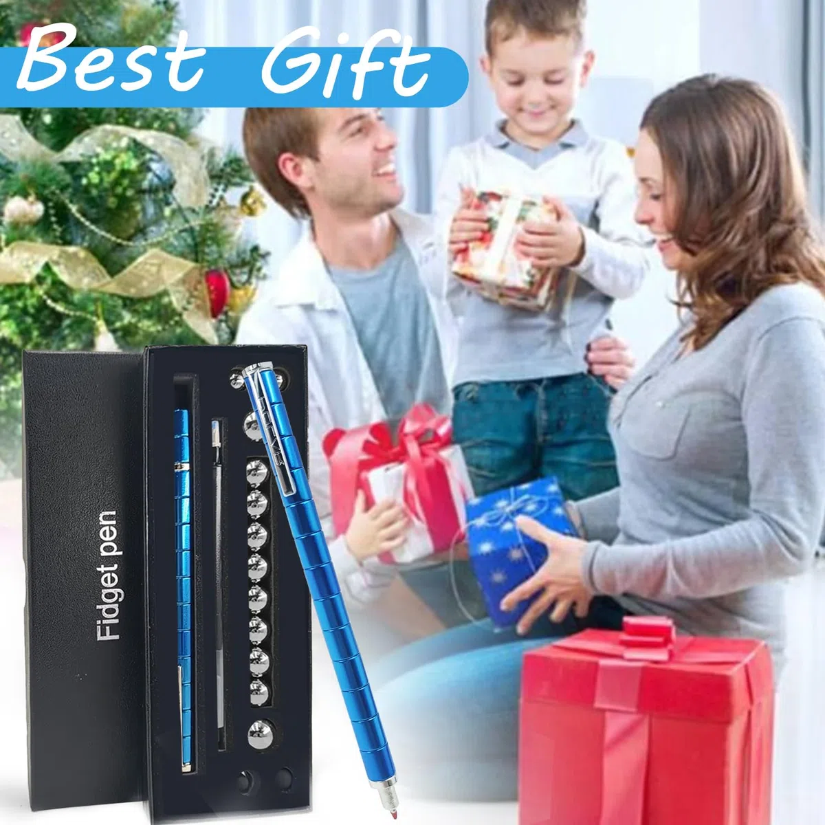 YUDANSI Penna Magnetica per Decompressione, Giocattoli Fidget Antistress per Bambini Adulti,Riempitivi per Borse per Feste di Compleanno, Regali per Adulti,Ragazzi e Ragazze per Ufficio, aula (Blu)