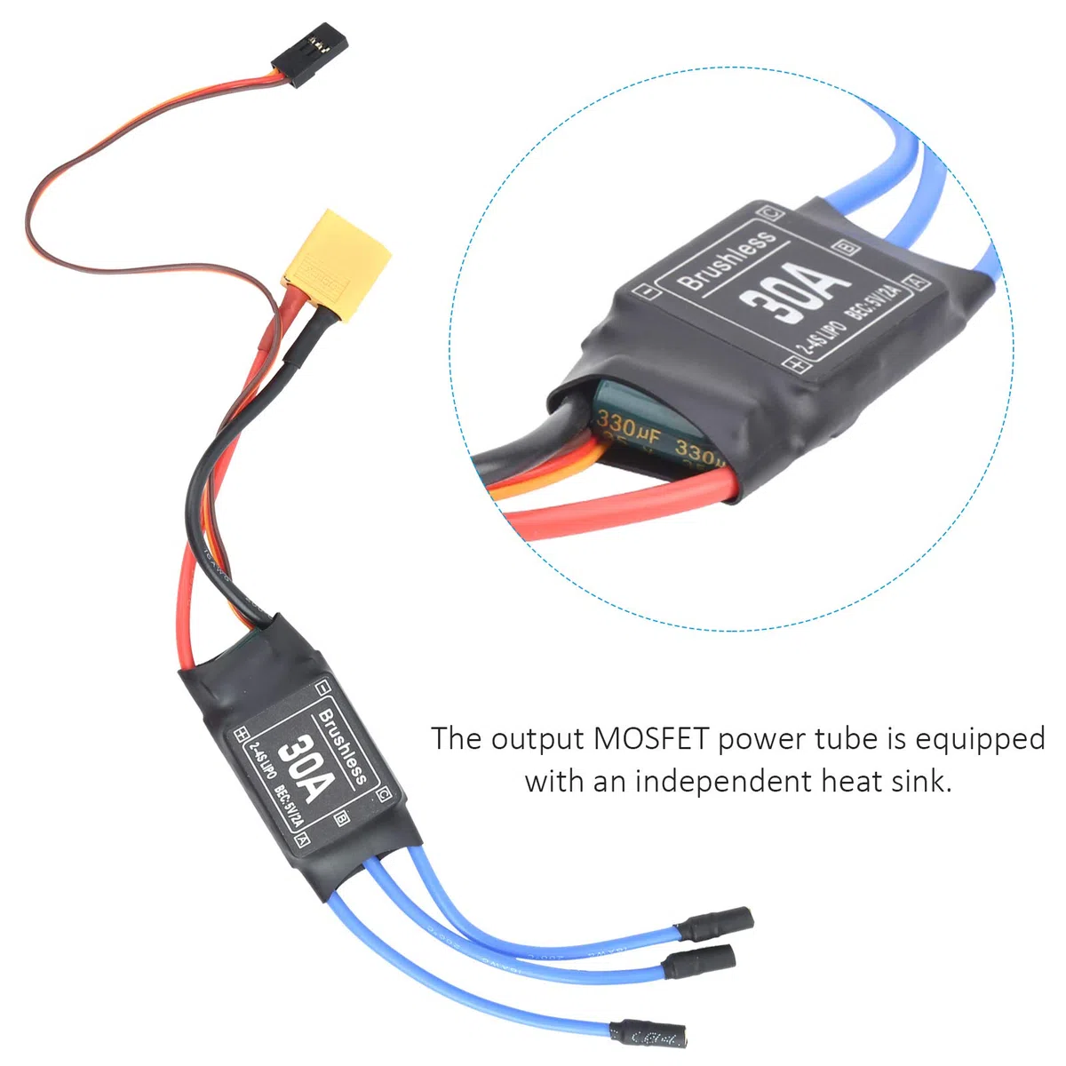 Controller Brushless 30A, Controller di velocità Elettronico ESC Brushless XT60, Accessori per Auto RC per Elicottero Drone Telecomando RC FPV