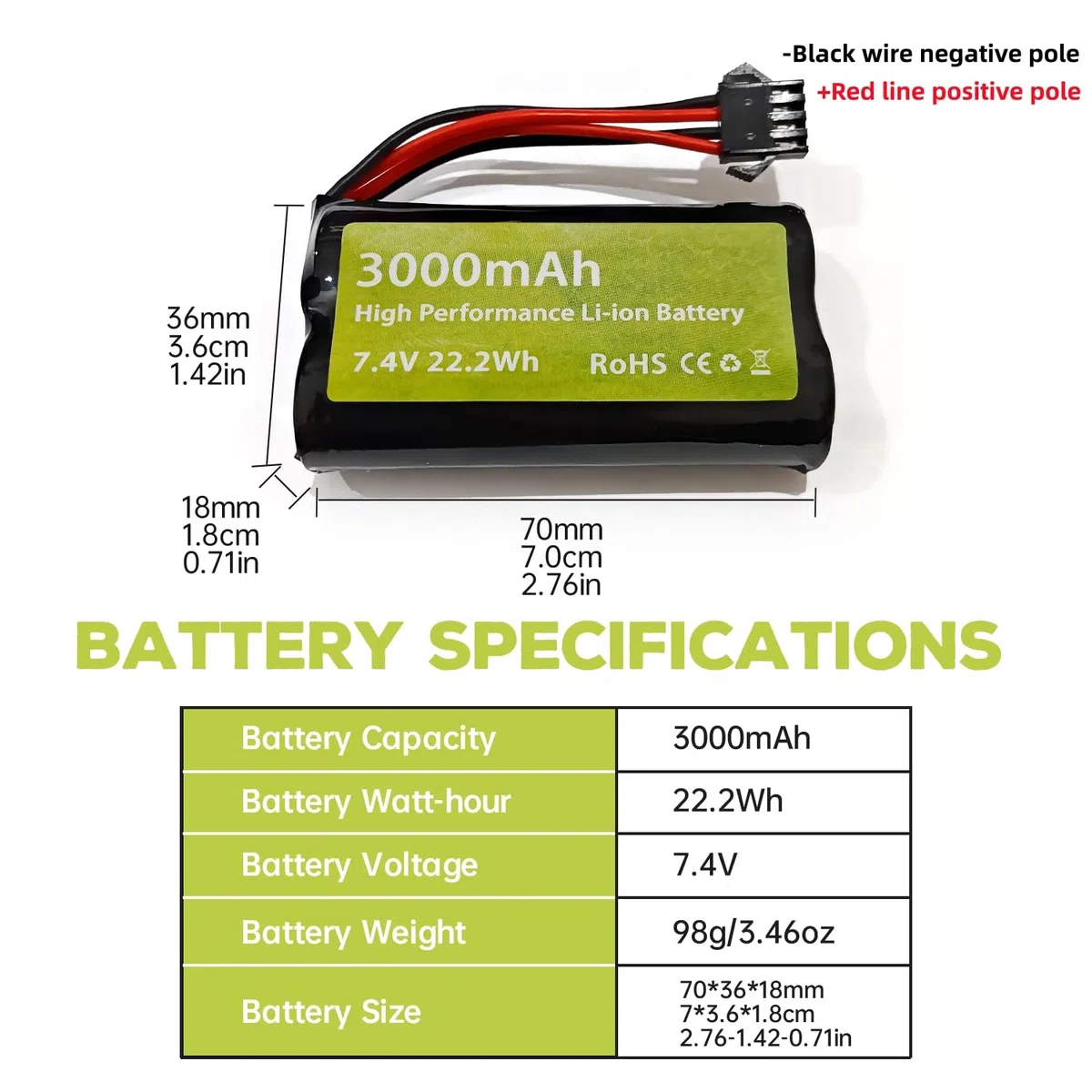 7.4V 3000mah 15C 2S batteria agli ioni di litio con spina SM-4P con cavo di ricarica USB Adatto per EC08 DE85 RC auto camion RC barca RC Drone ingegneria batteria del veicolo