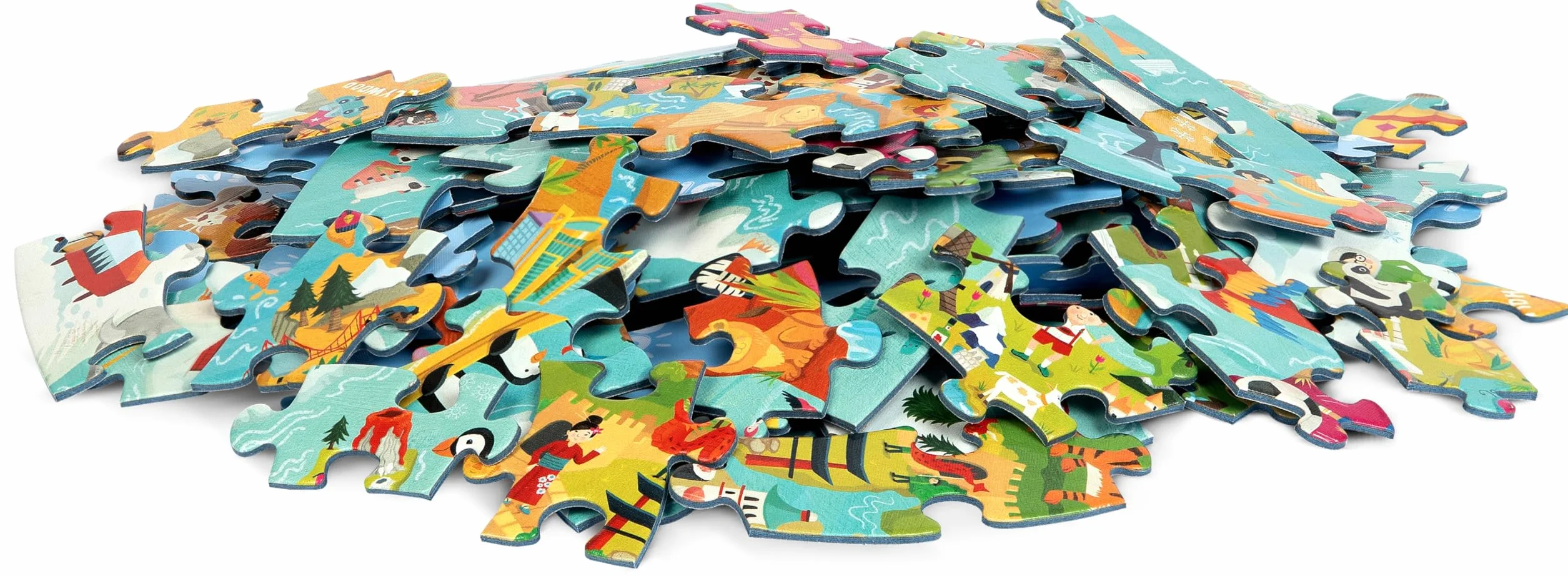 Boppi Mondo Puzzle Con Animali - 150 Pezzi Per Bambini da 5 a 8 Anni - Giochi Da Tavolo Con Porta Puzzle Rotondo - Diametro 58cm Ecofriendly