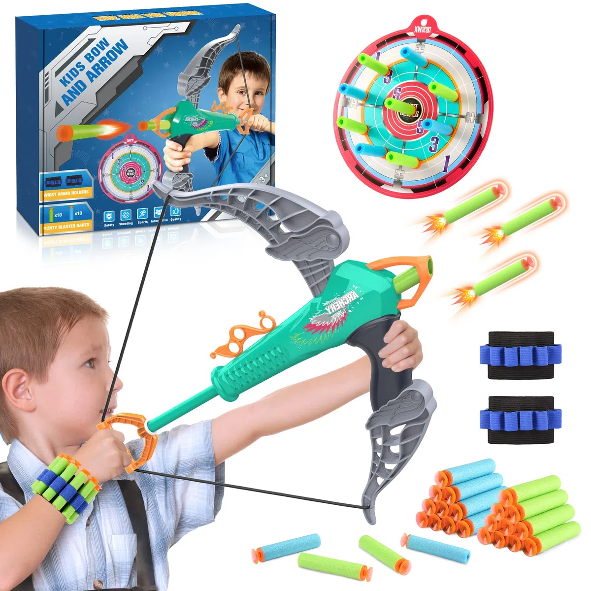 Wootoyz Arco e Frecce per Bambini 3-8 Anni - Giocattoli Esterni con Regalo