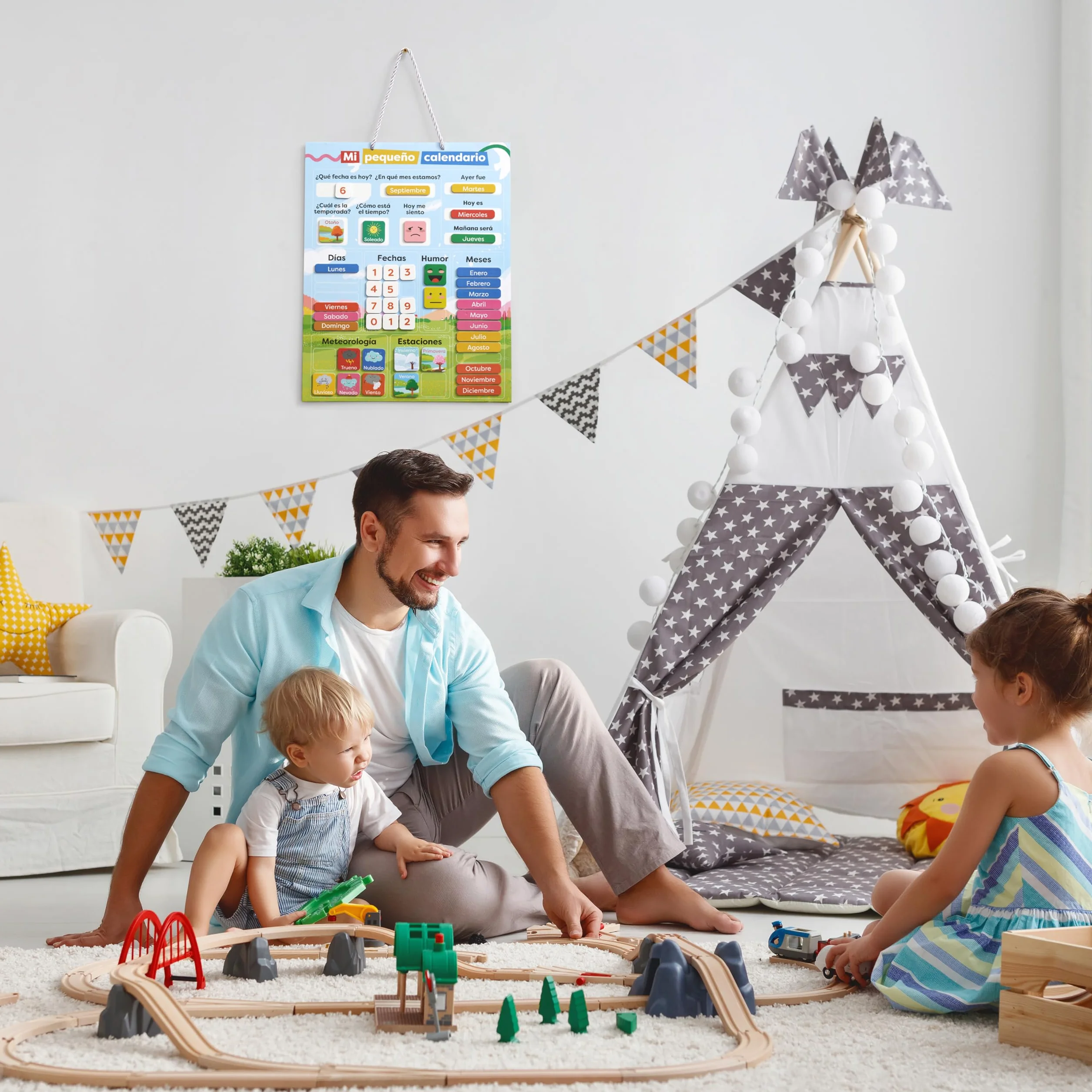 chuckle Spagnolo Calendario Magnetico Per Bambini Con Stagioni, Date E Tempo - 40 X 32 Cm - Divertente Gioco Di Apprendimento Per Bambini Dai 4 Ai 10 Anni