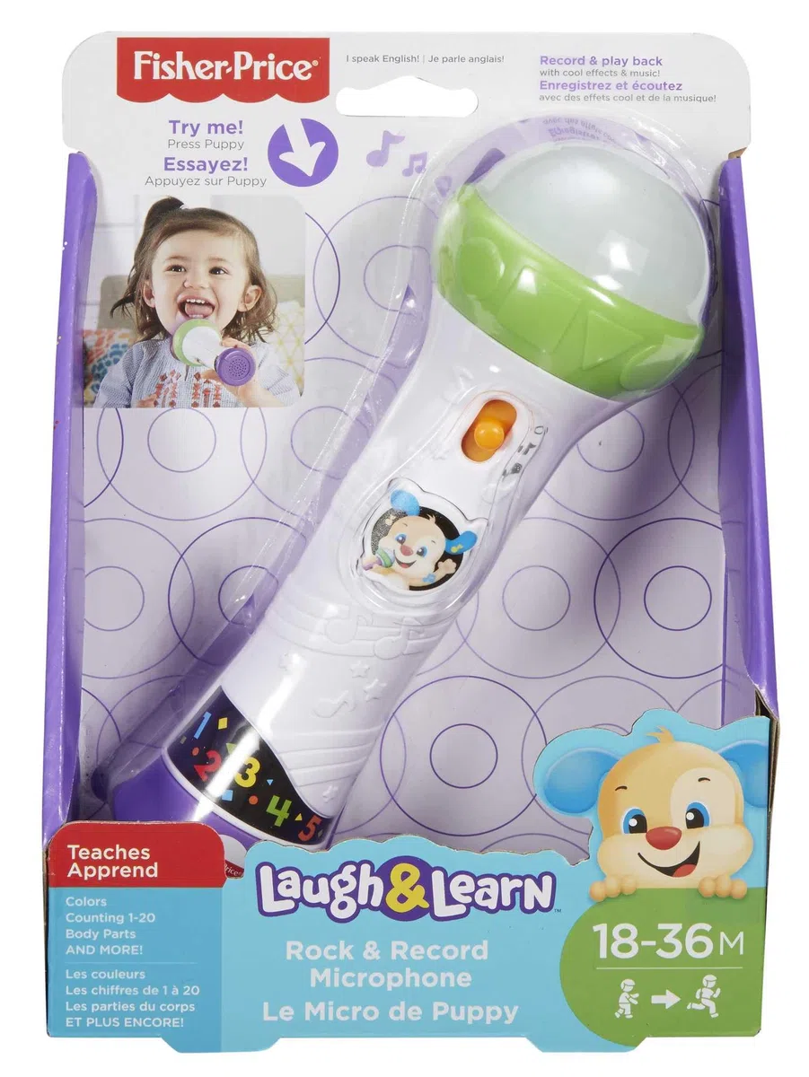 Fisher-Price Microfono Baby Rock, Giocattolo per Imparare Cantando con 2 modalità di Gioco, per Bambini 18 + Mesi, Versione Italiana, FBP33