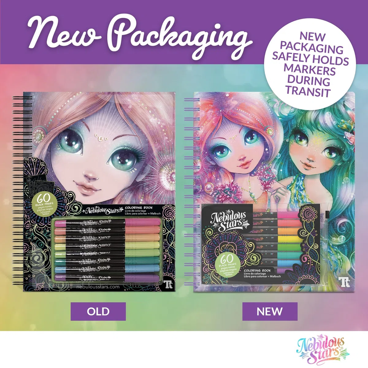Nebulous Star NS11111 Colouring Book, 9 Piece Set,Black