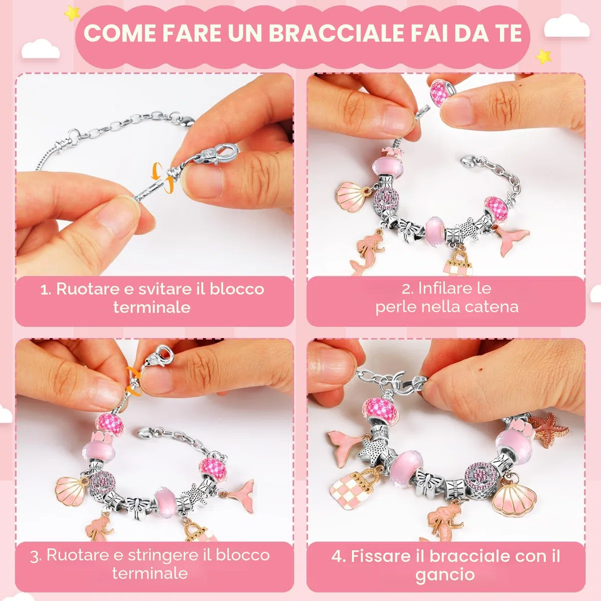 WEVOL Idee Regalo Bambina 3-13 Anni Kit Braccialetti Fai da Te Gioielli per Natale Compleanno Ringraziamento per Ragazza