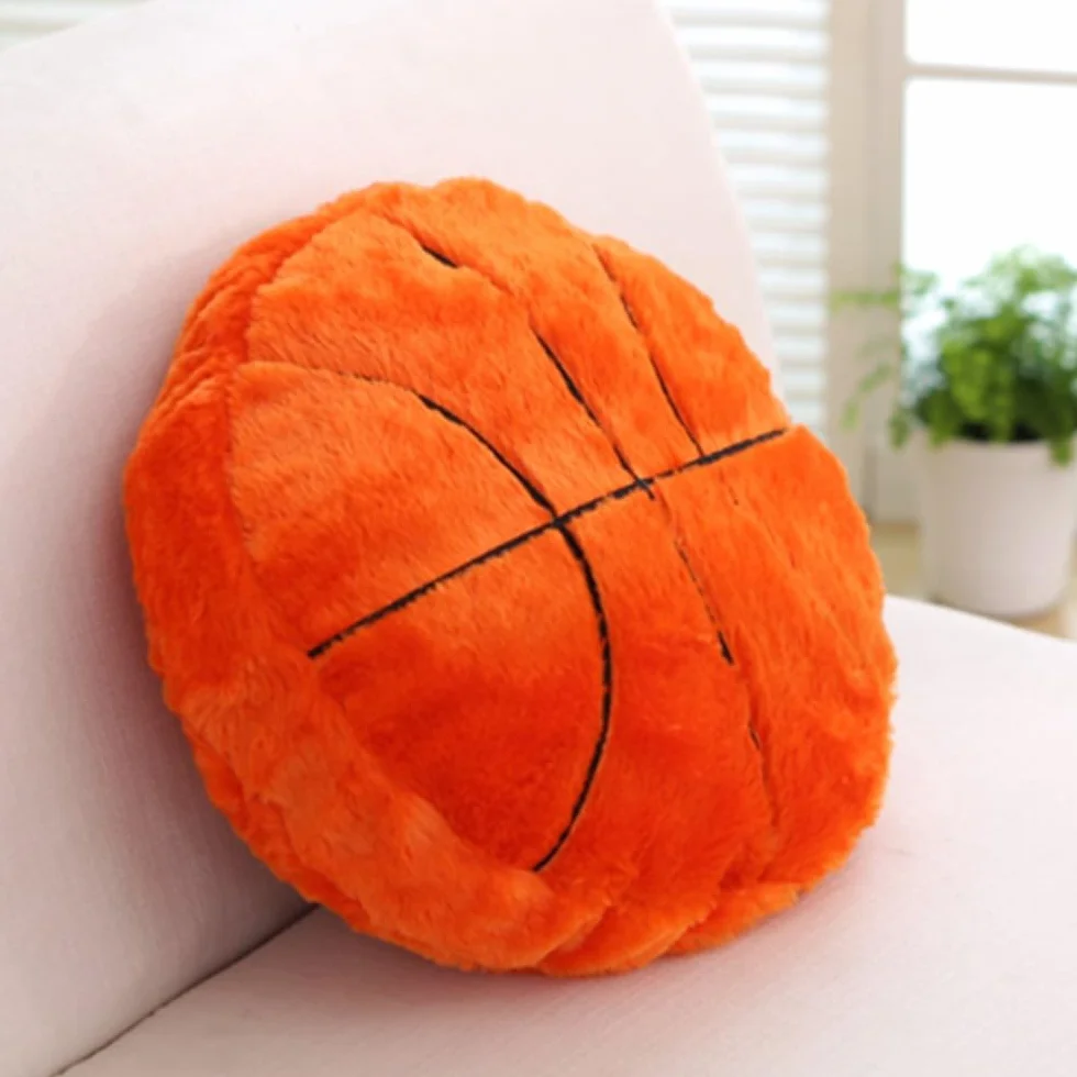 Cuscino in peluche da pallacanestro, soffice e durevole, imbottito da calcio, cuscino sportivo da 14 pollici, morbido e durevole, rotondo