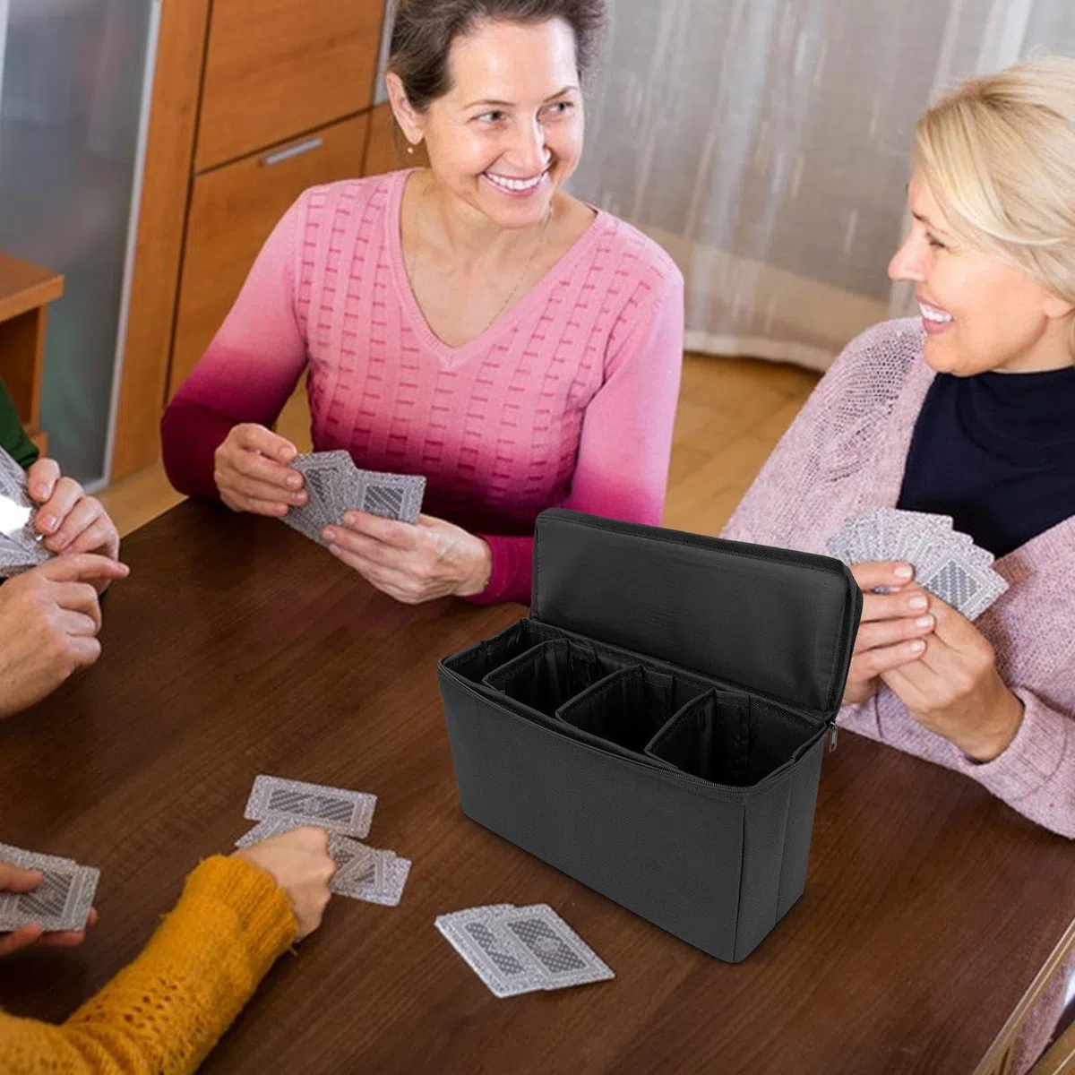 Custodia per carte graduate – Scatola portaoggetti a carico dall'alto | Custodie per giochi | Contenitore portaoggetti pieghevole con 3 separatori interni, organizer leggero per 30 carte di S