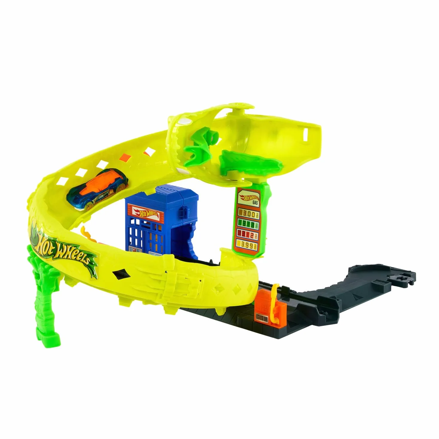 Hot Wheels - Attacco del Serpente, Set con Stazione di Servizio e Pista Spirale, 2 modalità di Gioco e Veicolo in Scala 1:64 Incluso, Giocattolo per Bambini, 4+ Anni, JBM63