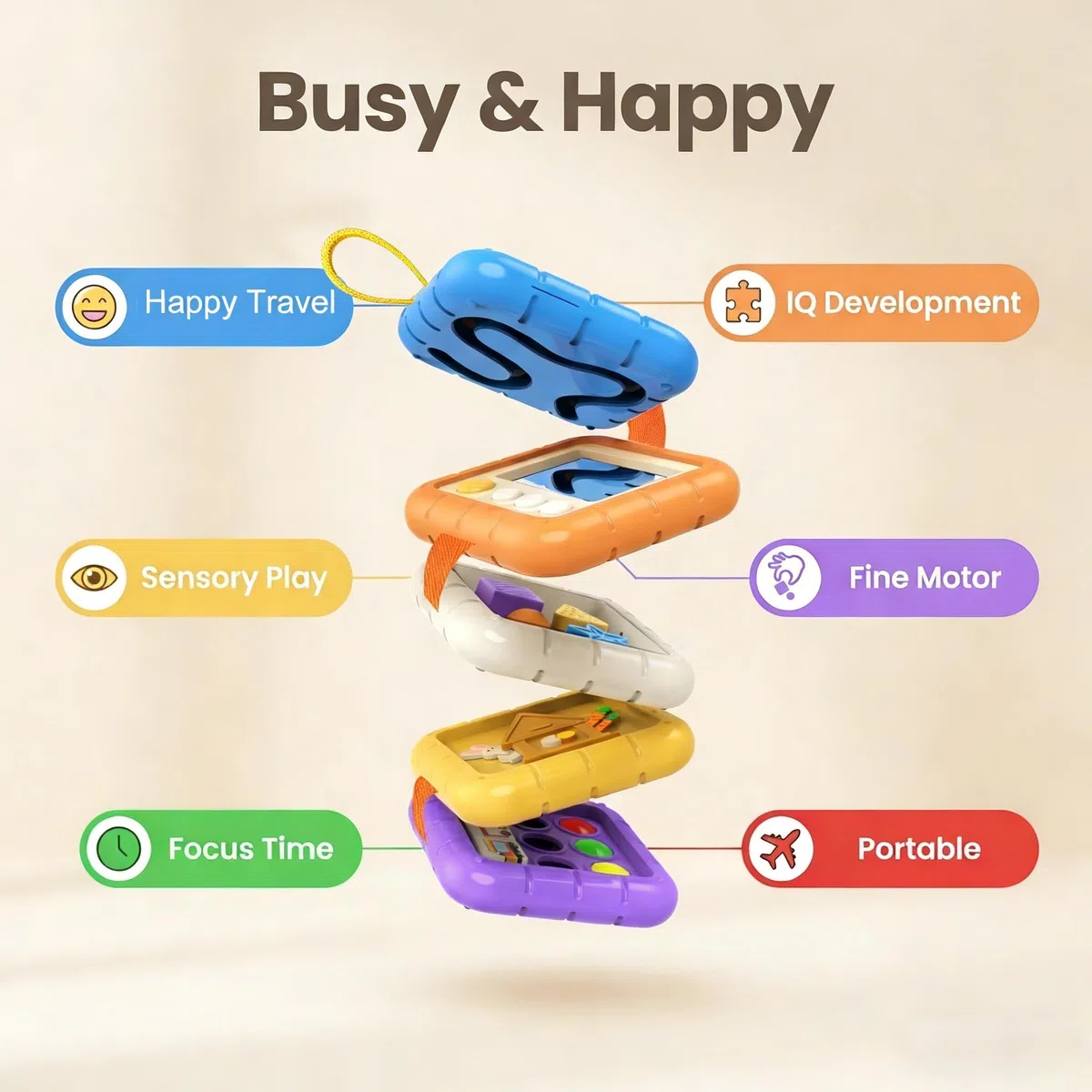 Giochi Montessori 1 Anno - Busy Board per 1 2 3 Anni, Giochi Sensoriali Montessori, Busy Activity Cube per Il più Piccolo, Giochi da Viaggio, Regali per Bambini Compleanno