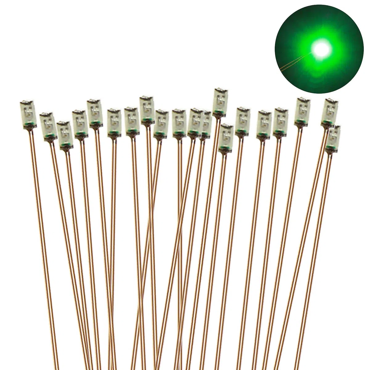 C0603G-20-EU - 20 LED SMD verde, modello 0603 + filo Cu, 20 cm
