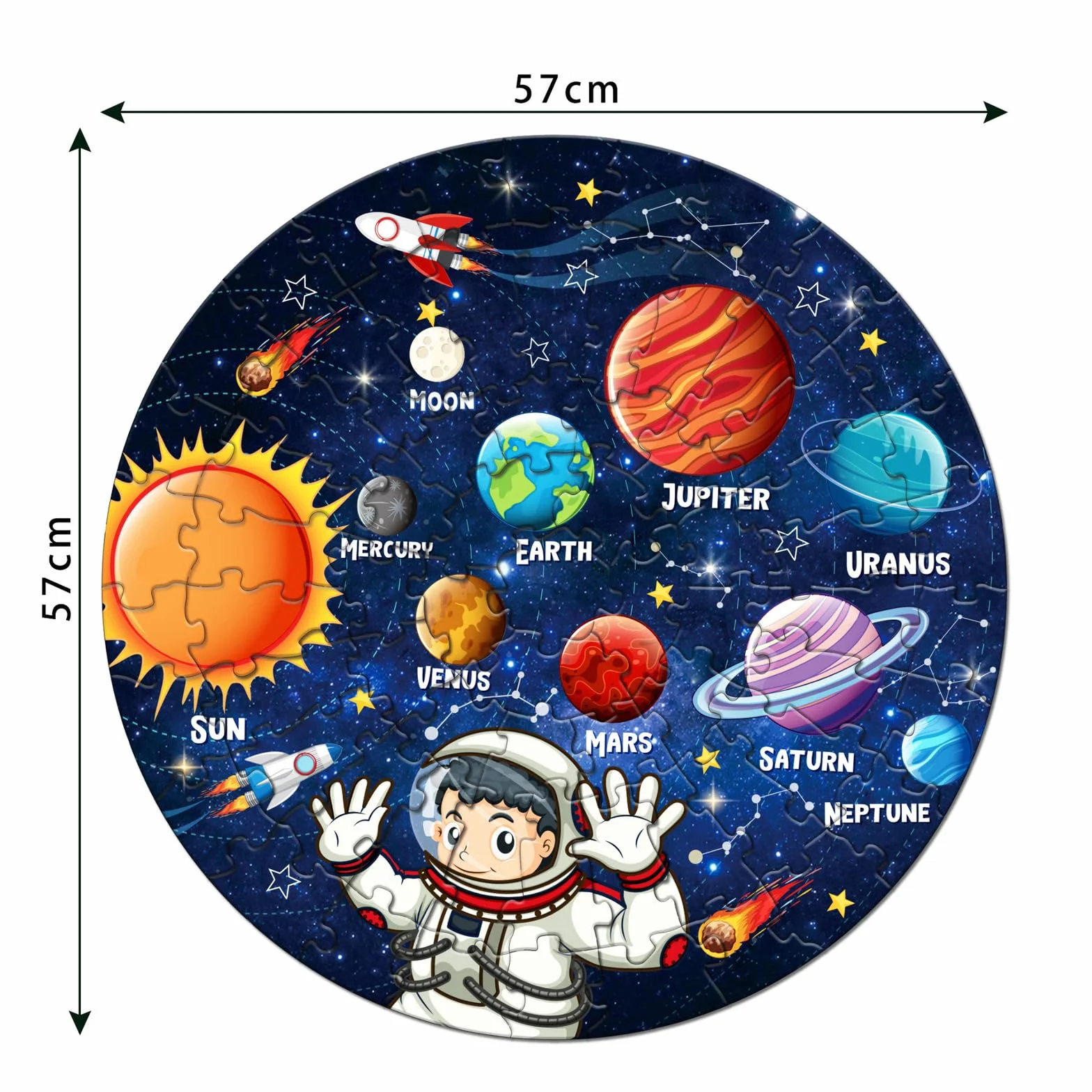 Puzzle per bambini con sistema solare, pianeta per bambini dai 3 agli 8 anni, grande 71 pezzi, giocattolo puzzle per l'apprendimento educativo