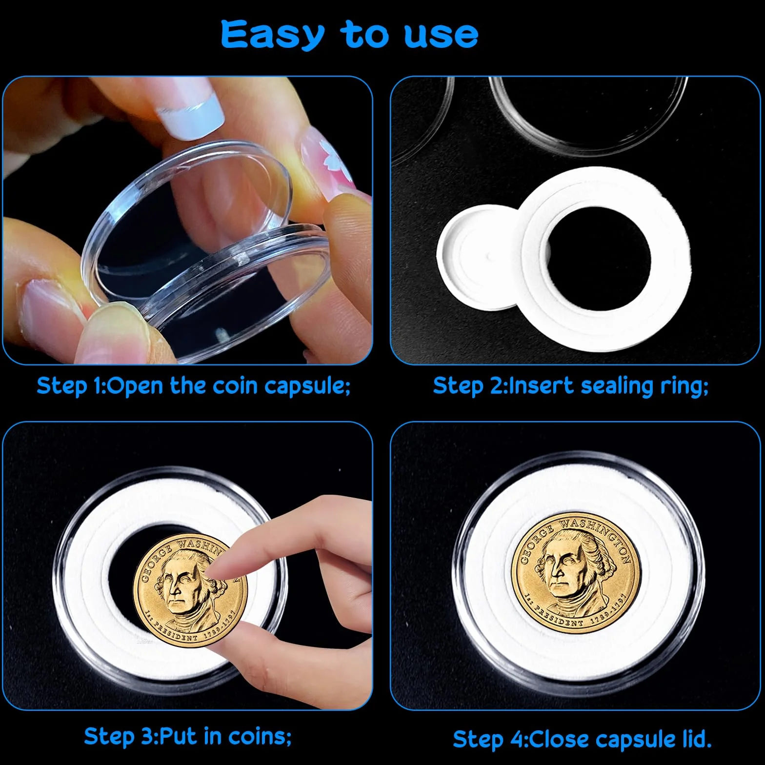 40 Scatole per Monete, Contenitore per Monete da 46 mm,Capsule per Monete da Un Dollaro d'Argento Regolabili con Spugne