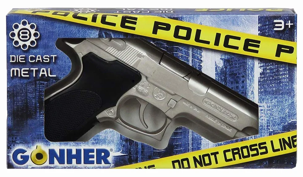 Gonher - Pistola delle Forze di Polizia a 8 Colpi, Colore Metallo (45/0) unisex