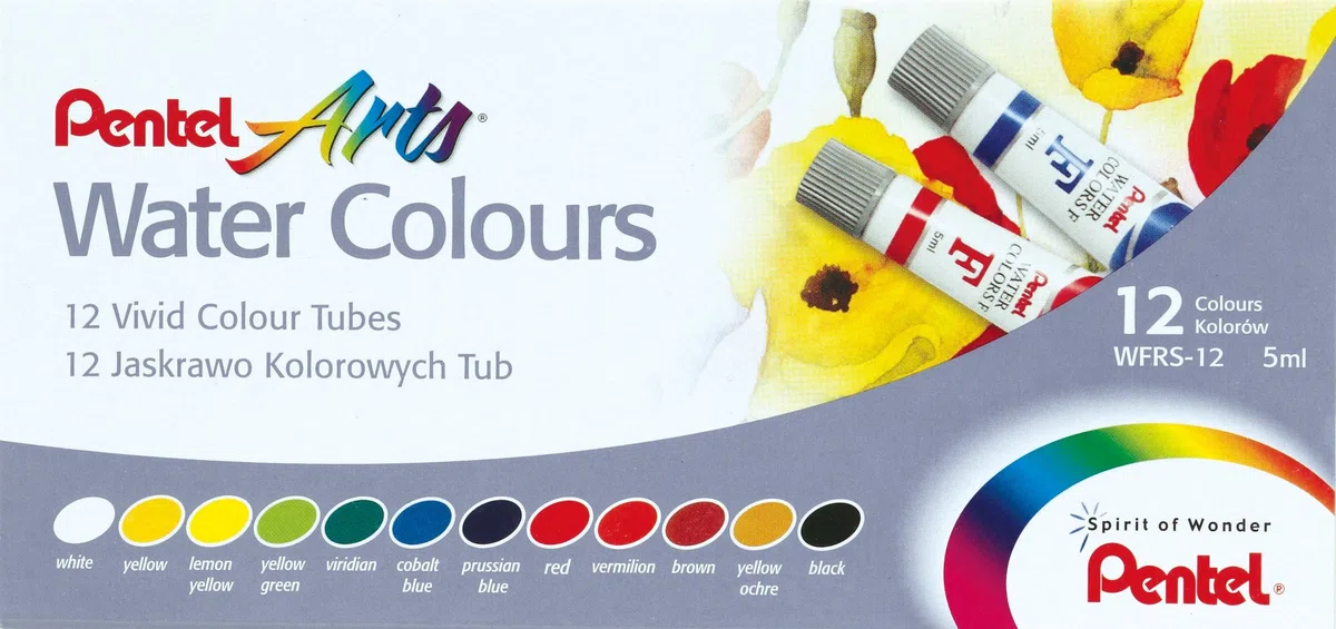 Pentel WFRS2-12 Acquerelli in Tubo da 12 colori, Multicolore