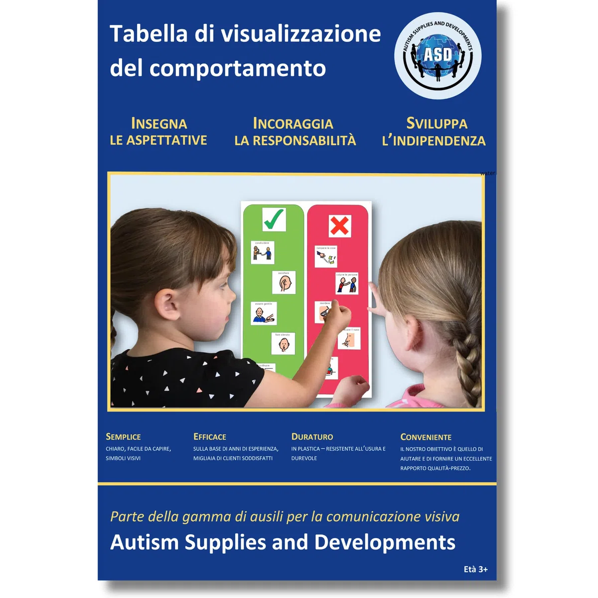 A3 Tabella Comportamentale –Agenda Visiva Bambini Autismo –ABA per Aule e Casa –CAA Giochi Montessori/Educativi –Ludattica –Regali Autistici –Italiano