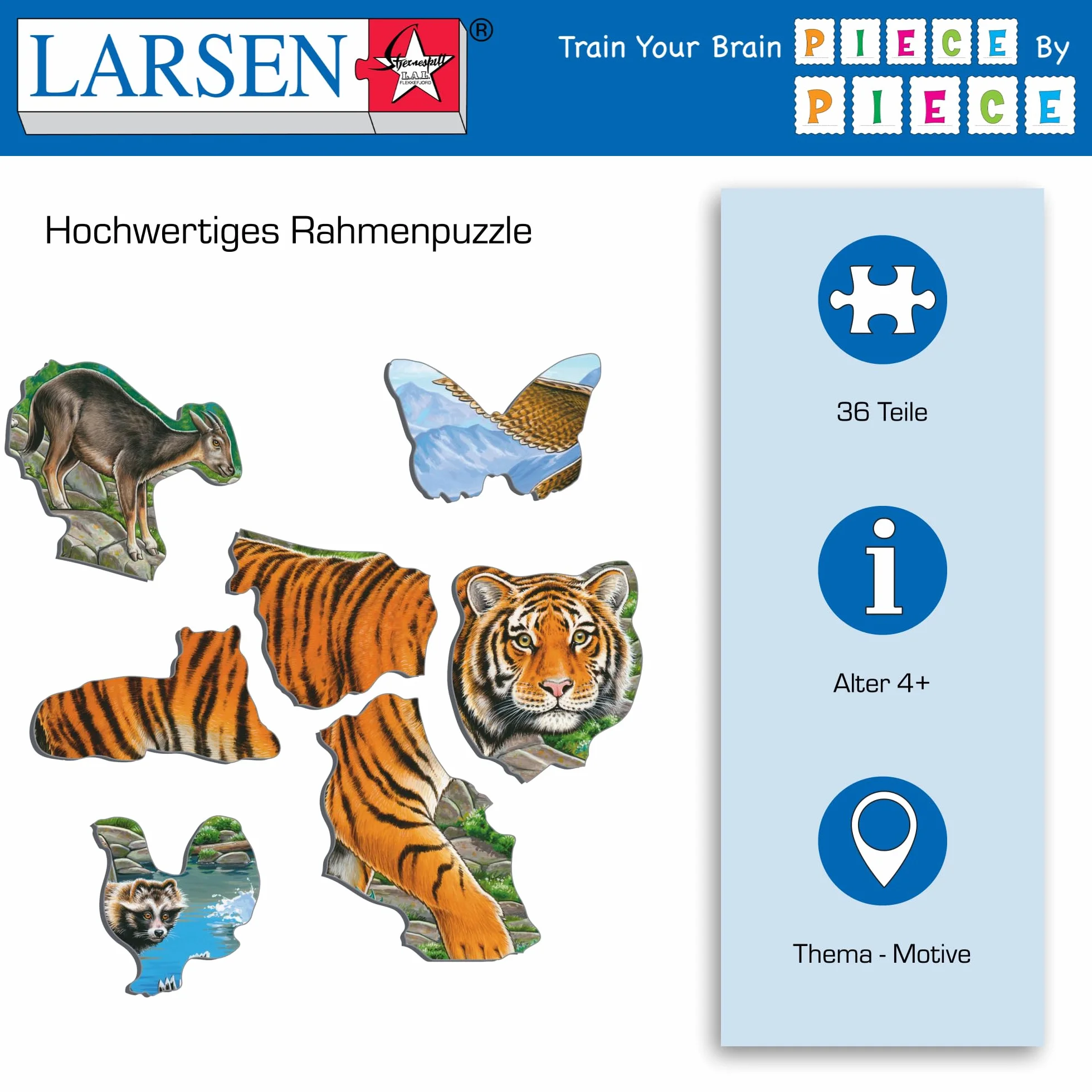 Larsen FH39 La tigre dell'Amur nell'estate siberiana, Puzzle Incorniciato con 36 pezzi