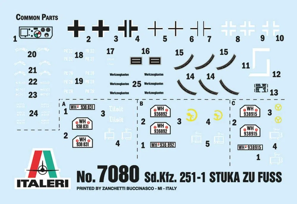 Italeri 7080 Sd.Kfz. 251/1 Stuka Zu Fuss, scala 1:72, plastic model kit, modello in plastica da montare, modellismo, mezzi militari, Grigio