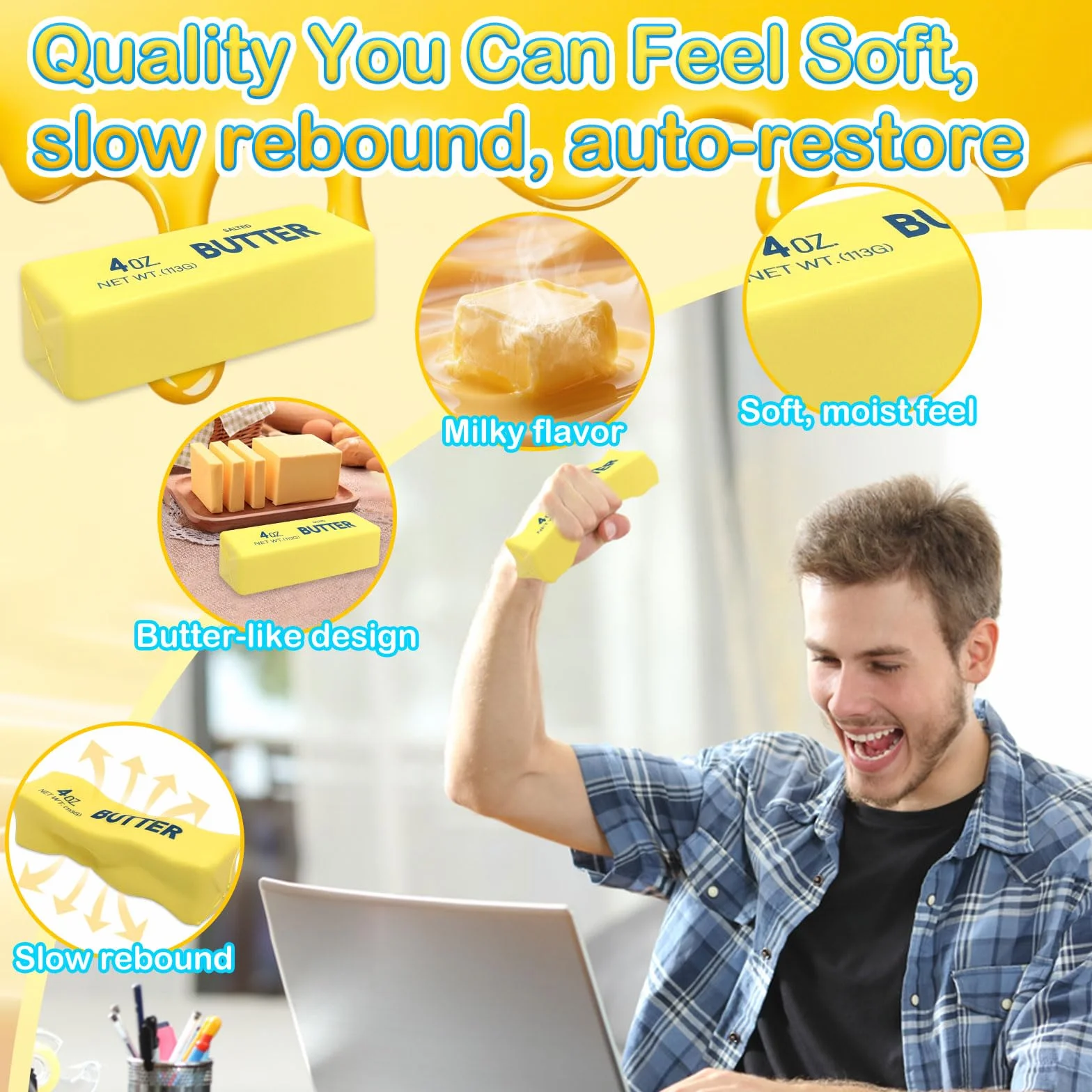 TOGETDREAM 2 Pezzi Butter e Formaggio Squishy, Design Realistico Burro e Formaggio
