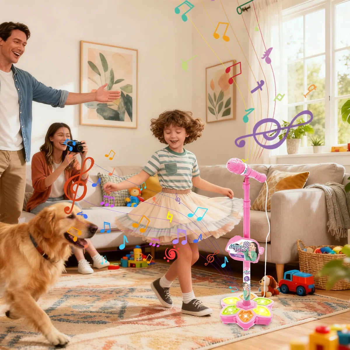 Microfono Giocattolo per Bambini,Accessorio Karaoke Senza Fili con Multicolori,Macchina Karaoke con Supporto | per Bambini, Ragazzi e Ragazze, Feste di Compleanno, Performance e Gioco