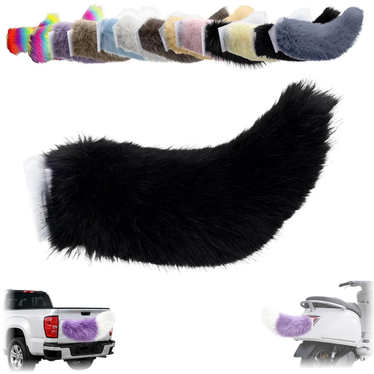 Generico Remote Control Electric Car Tail, Fluffy Remote Control Tail, Wagging Tail for Car, Self Adhesive Plush Moving Tail with Remote, Cute Furry Accessory for Cars Trucks Motorcycle (L)