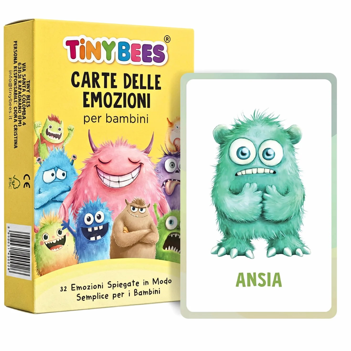 Carte delle Emozioni per Bambini – 40 Carte (32 Emozioni + 8 Extra) con Mini Giochi e Distintivi – Mostriciattoli delle Emozioni – Gioco Educativo per Intelligenza Emotiva – Lingua Italiana – Regalo