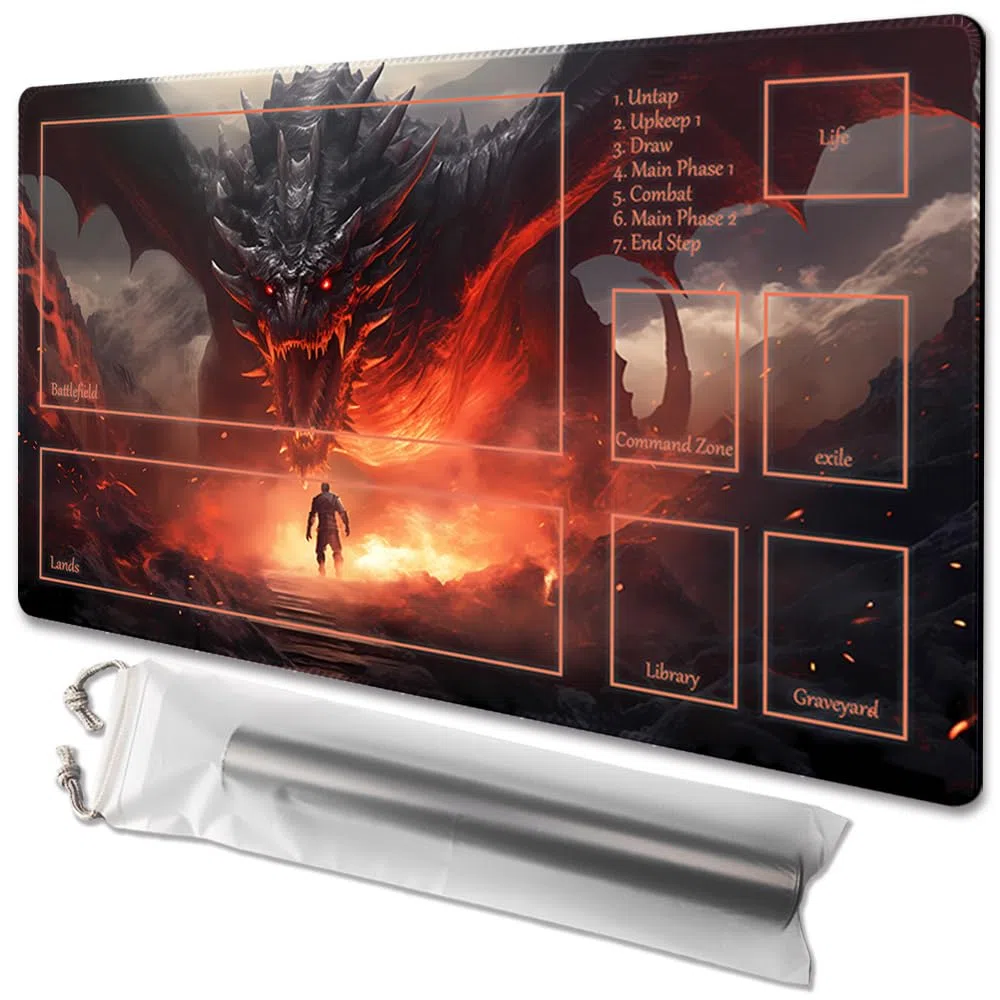 Tappetino da gioco MTG con stampa posteriore antiscivolo, ideale per gli appassionati di giochi di carte del GCC (Dragon Roar-Deck)