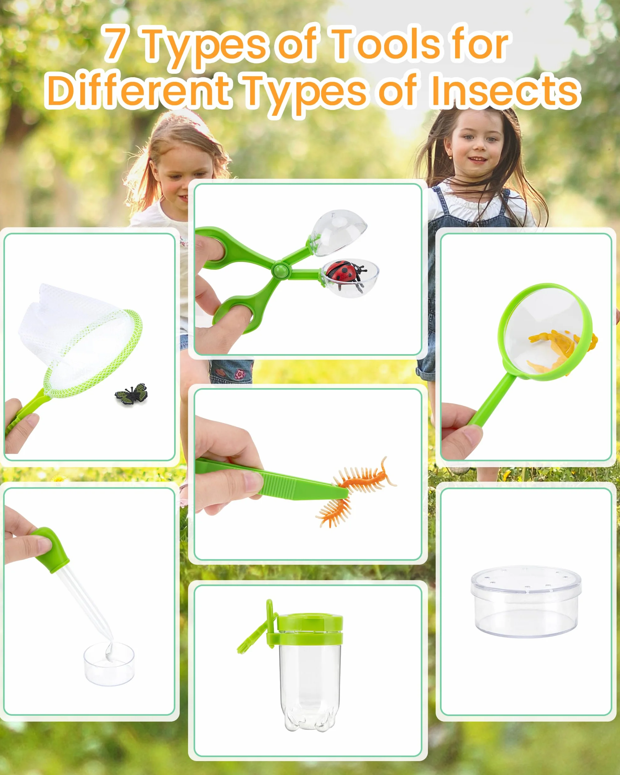 Bug Hunting Kit per bambini: 23 pezzi Bug Catcher per bambini Outdoor Explorer giocattoli per 3 4 5 6 7 anni