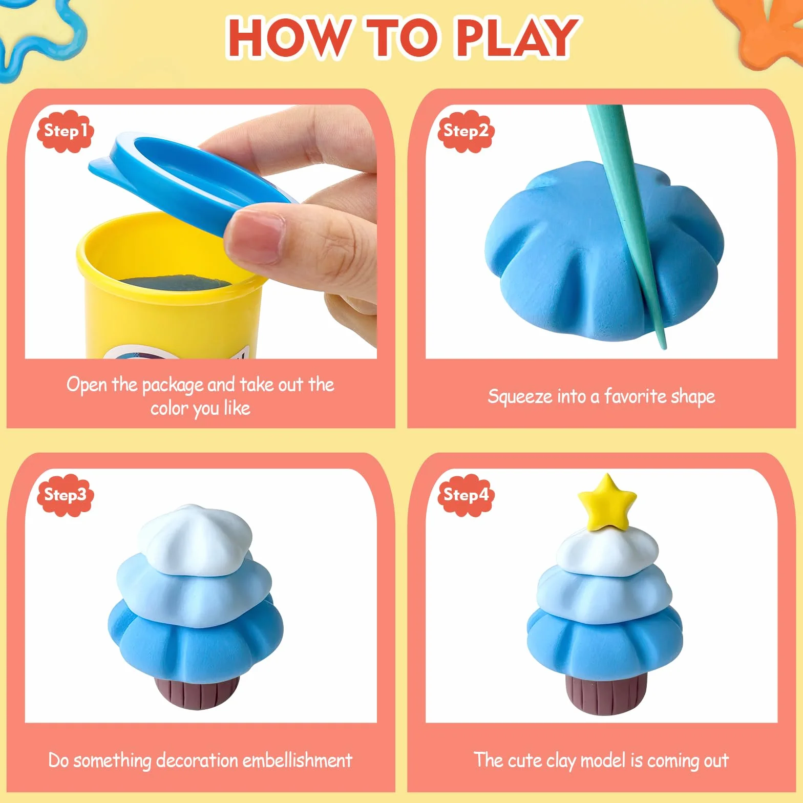 Zocipro 24 Vasetti Plastilina per Bambini, Pasta Modellabile di 24 Colori, Regalo per le Feste e Compleanni per Bambini e Bambine dai 3 Anni in Su, 50g/Vasetti
