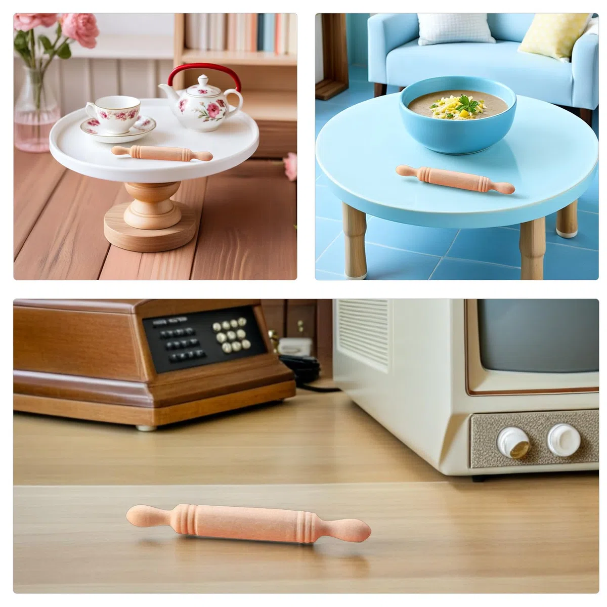 Gatuida Set 30 Mini Mattarelli in Legno Naturale Piccoli Mattarelli Da Cucina Giocattolo Per Bambini Utensili Miniatura Per Casa Delle Bambole E Giochi Creativi